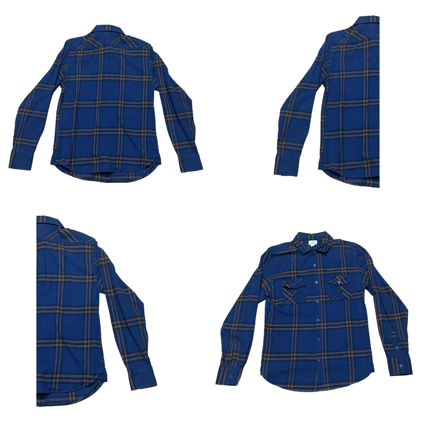 Lee Lee Dungarees Button-Up Shirt Plaid Flannel Long Sleeve Medium Blue Orange, M, Cotton/Polyester, Casual Workwear, Men Size US M / EU 48-50 / 2 - 8 Thumbnail
