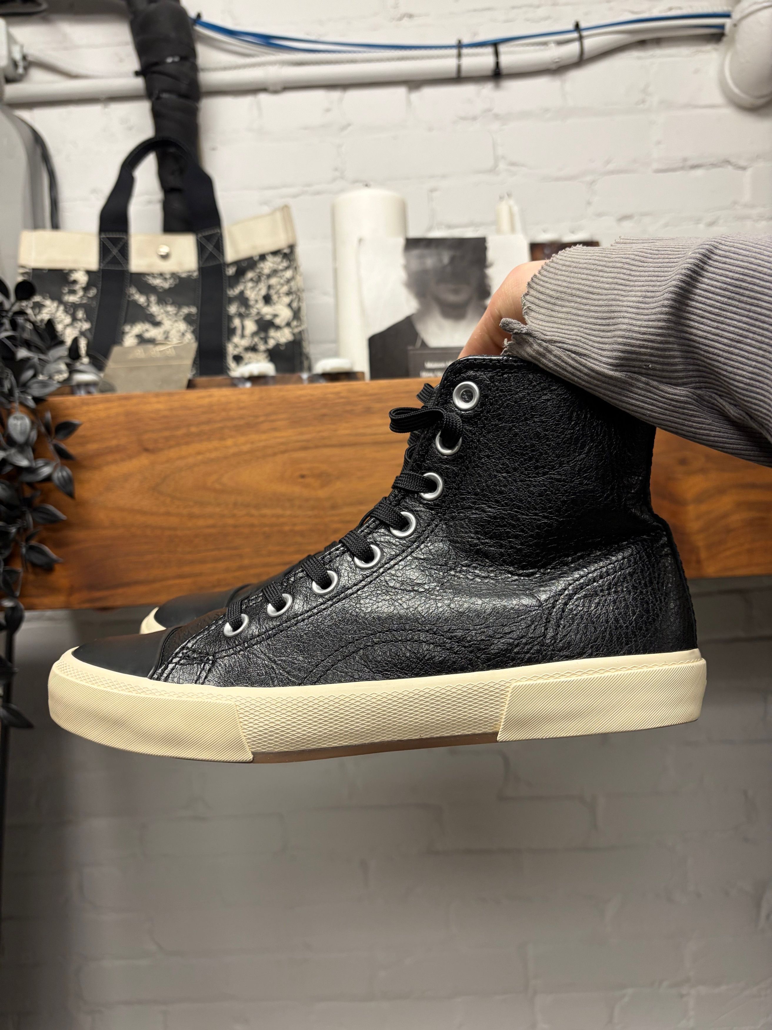 Balenciaga Balenciaga ‘Paris’ Black Leather High Top Sneakers Size US 6 / EU 39 - 3 Thumbnail