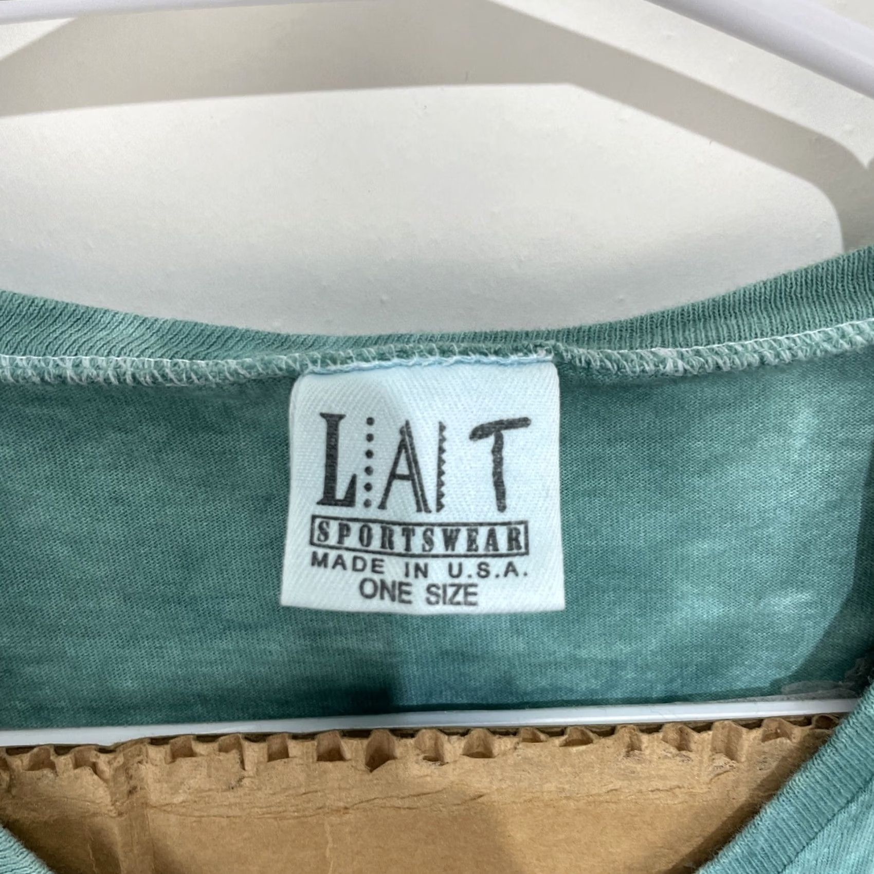 Vintage VINTAGE LAT Sportswear Green Tie Dye Sleep Shirt One Size Egyptian Hieroglyphics Shirt Unisex Adults Short Sleeve Tie Dye Pockets 100% Cotton Size ONE SIZE - 2 Thumbnail