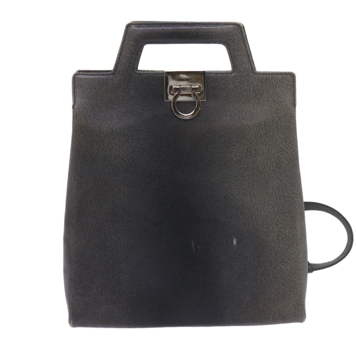 Salvatore Ferragamo Gancini Black Leather Handbag (Pre-Owned) Size ONE SIZE - 1 Thumbnail