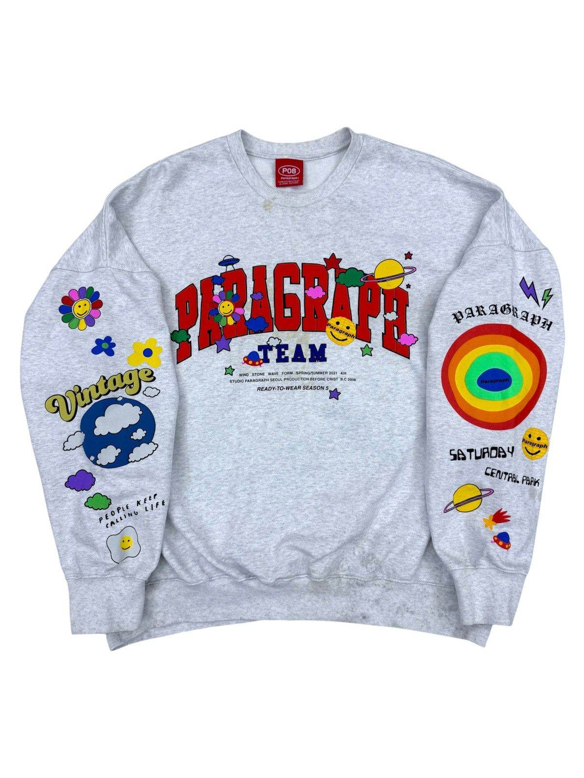 Japanese Brand PARAGRAPH Multi Graphic Logo Murakami Baggy Fit Sweatshirt Size US L / EU 52-54 / 3 - 1 Thumbnail