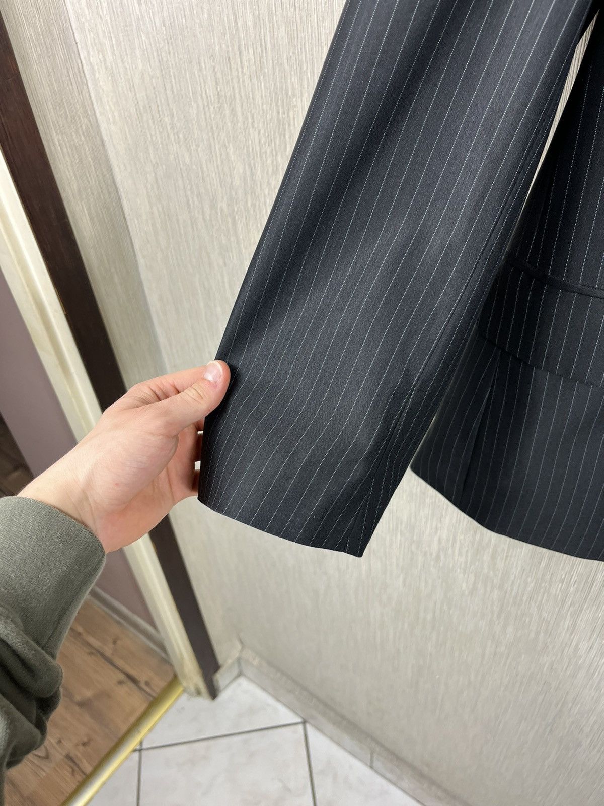 Giorgio Armani × Vintage Vintage Giorgio Armani striped wool blazer jacket luxury Size 46R - 14 Thumbnail