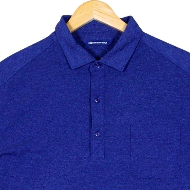 Cutter & Buck Cutter & Buck Polo Shirt Men's XL Royal Blue Heathered Short Sleeve with Pocket Size US XL / EU 56 / 4 - 4 Thumbnail