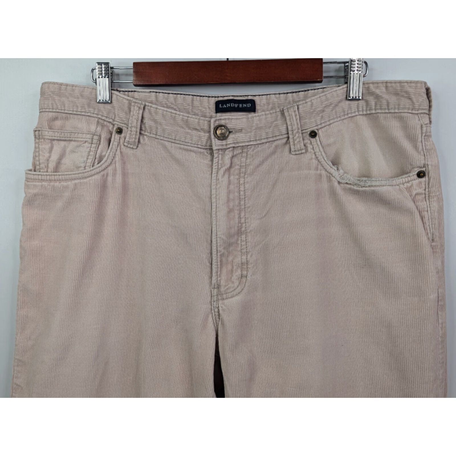 Lands' End Lands' End Men's Pants Corduroy 5-Pocket 38 Regular Beige Cotton Flat Front Vintage No 80s 90s Preppy Business Casual Travel Workwear Mens Size US 38 / EU 54 - 2 Thumbnail