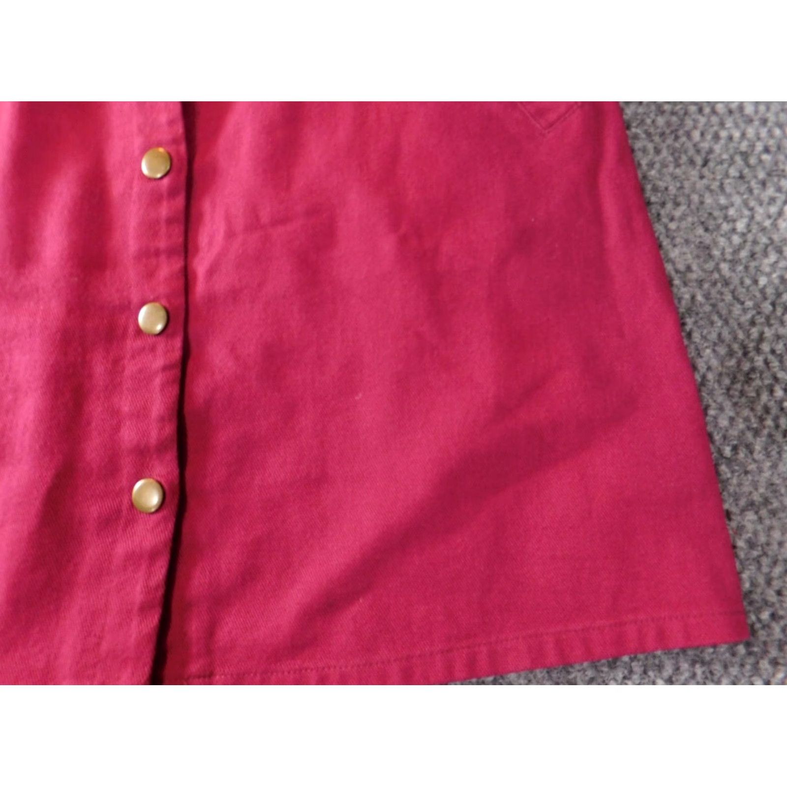 Vintage Harper Skirt A-Line Women Medium Red Knee Length Snap Casual Denim Cotton Modern Designer Size 32" / US 10 / IT 46 - 3 Thumbnail