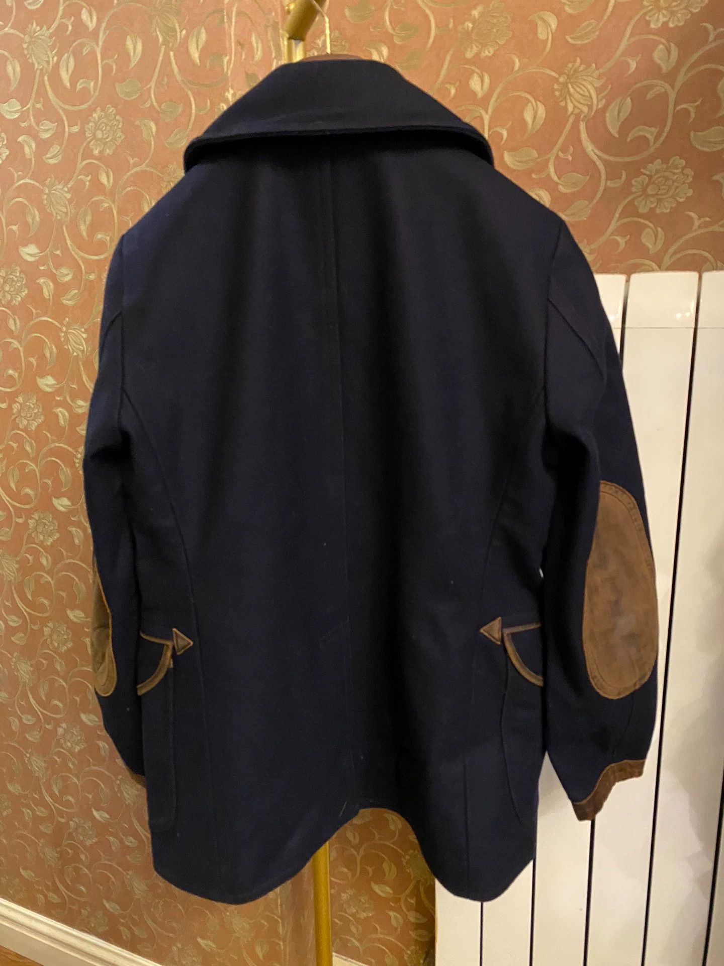 RRL Ralph Lauren RRL Navy Peacoat Distressed Leather Panel Wool-Blend Size US M / EU 48-50 / 2 - 2 Thumbnail