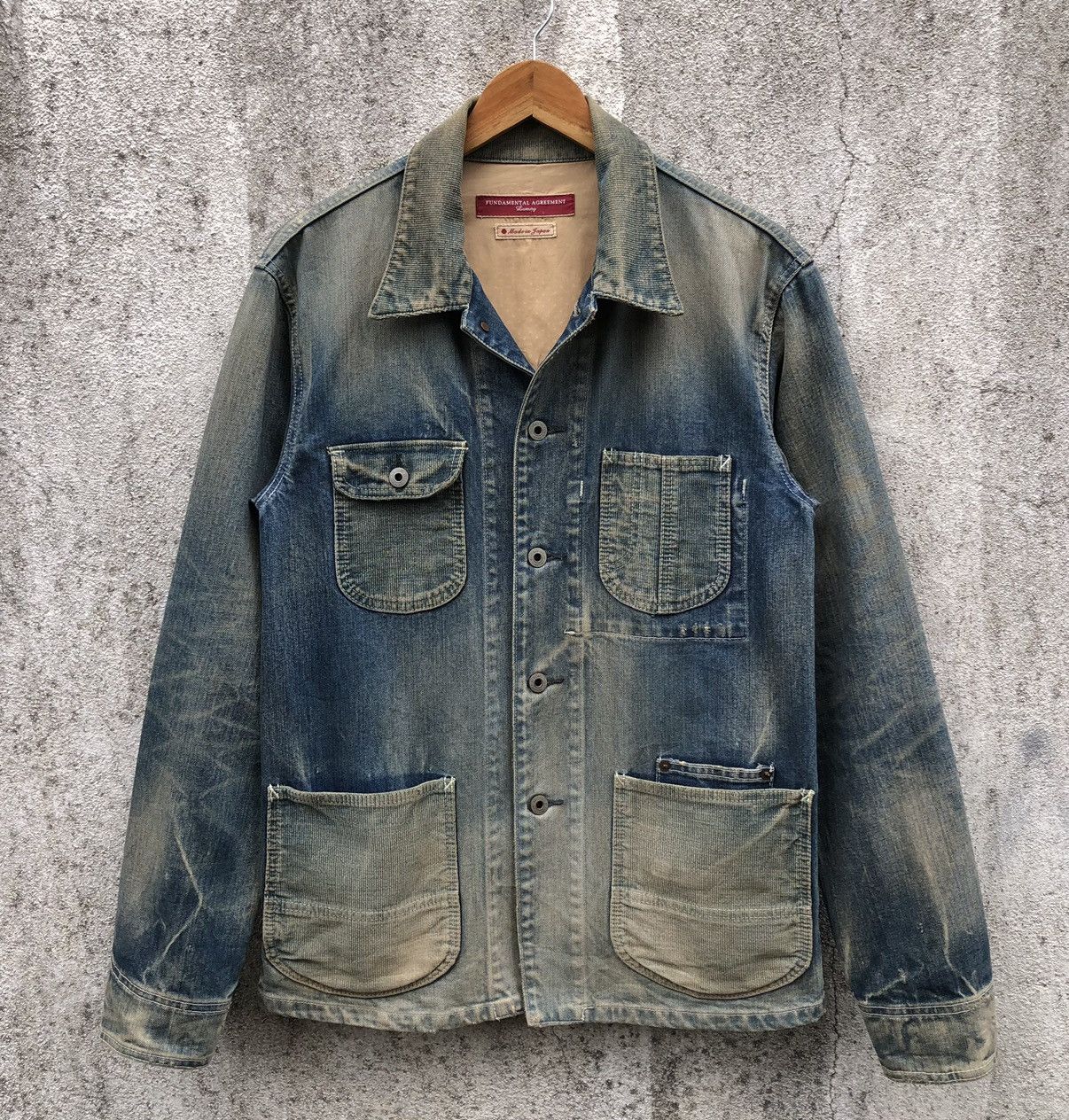 Japanese Brand Fundamental Agreement Denim Distressing Patched Chore Jacket Size US XL / EU 56 / 4 - 8 Thumbnail