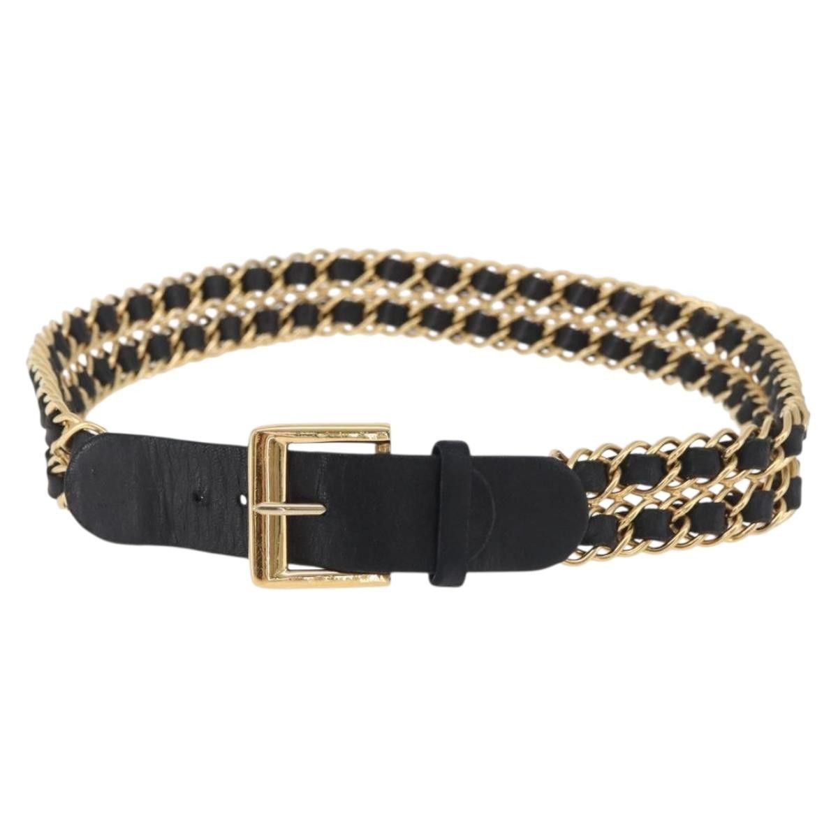 Chanel Chanel Vintage Buckle Chain Belt Leather and Metal Size ONE SIZE - 1 Thumbnail