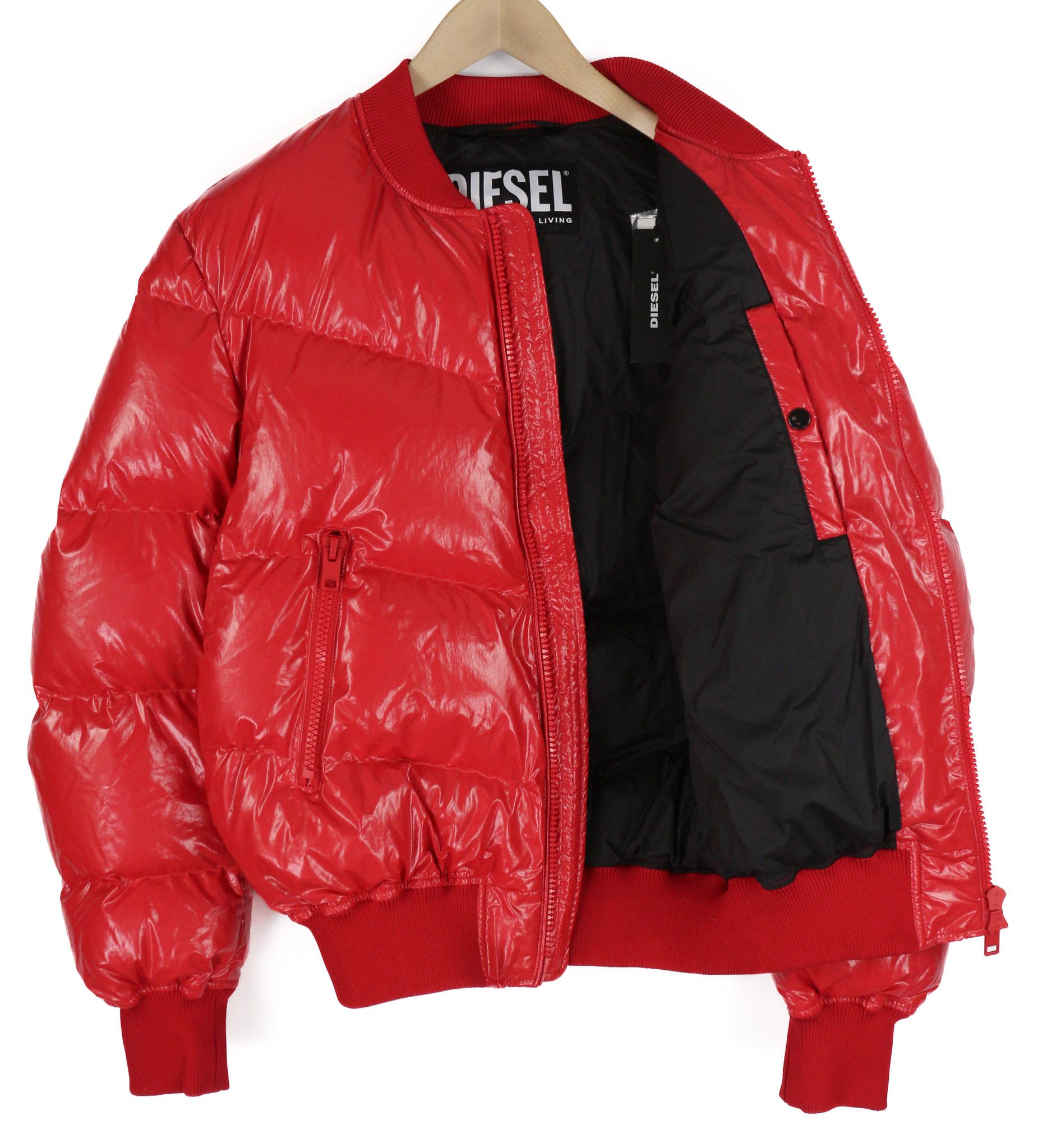 Diesel W-STEN L Red Duck Down Quilted Zip Jacket 40014 Size US L / EU 52-54 / 3 - 4 Thumbnail