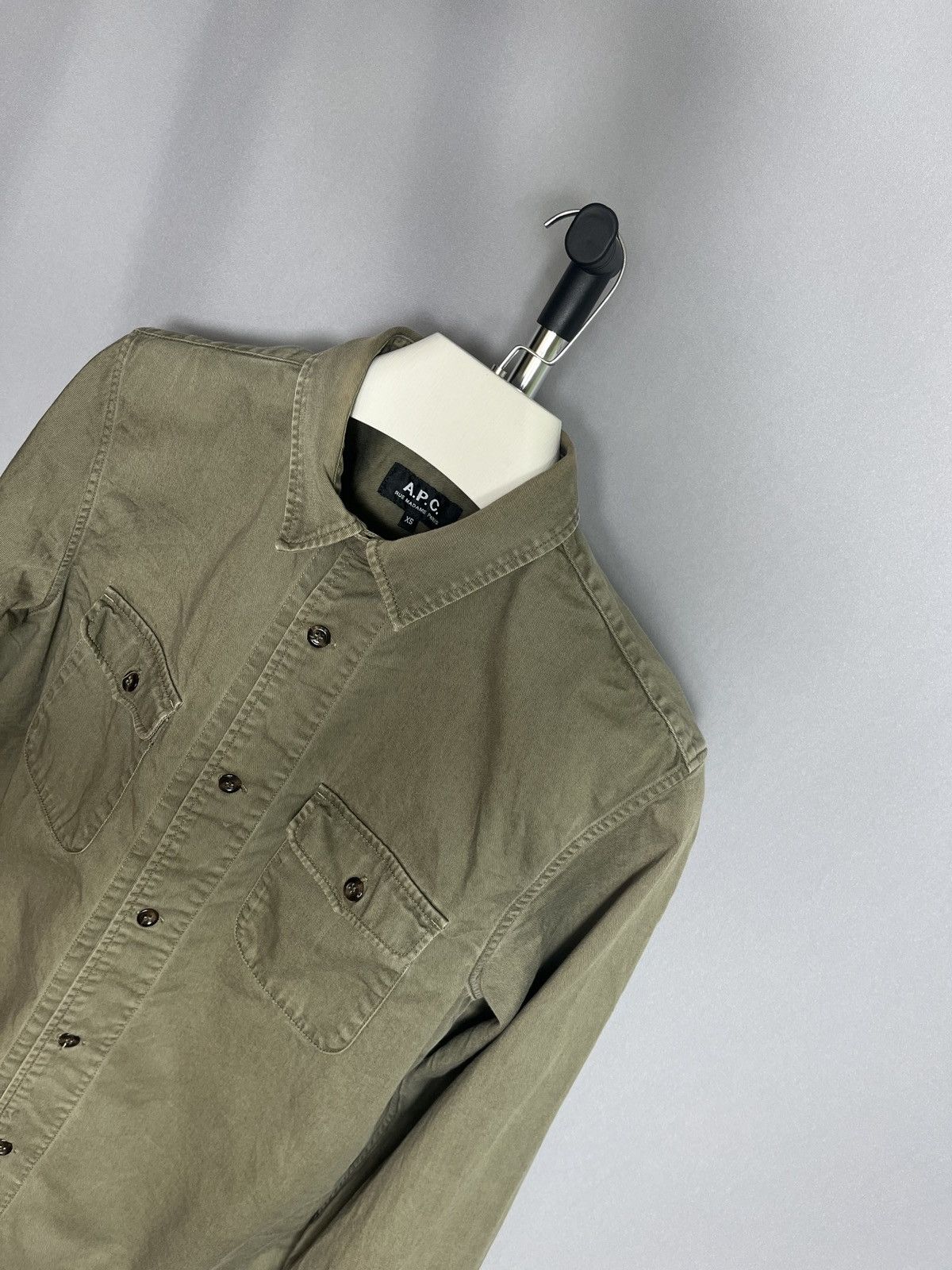 A.P.C. apc shirt dress button up cargo pockets mens green khaki Size US XS / EU 42 / 0 - 3 Thumbnail