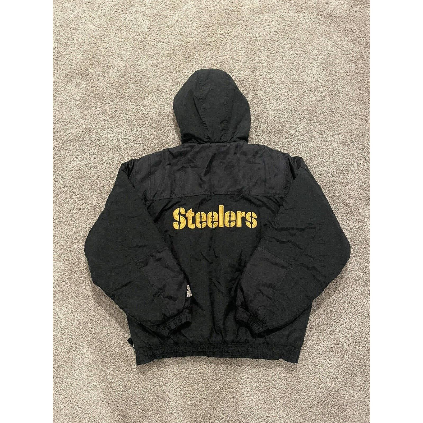 Vintage 1990's Starter store Pittsburgh Steelers Youth Medium NFL Hooded Puffer Jacket