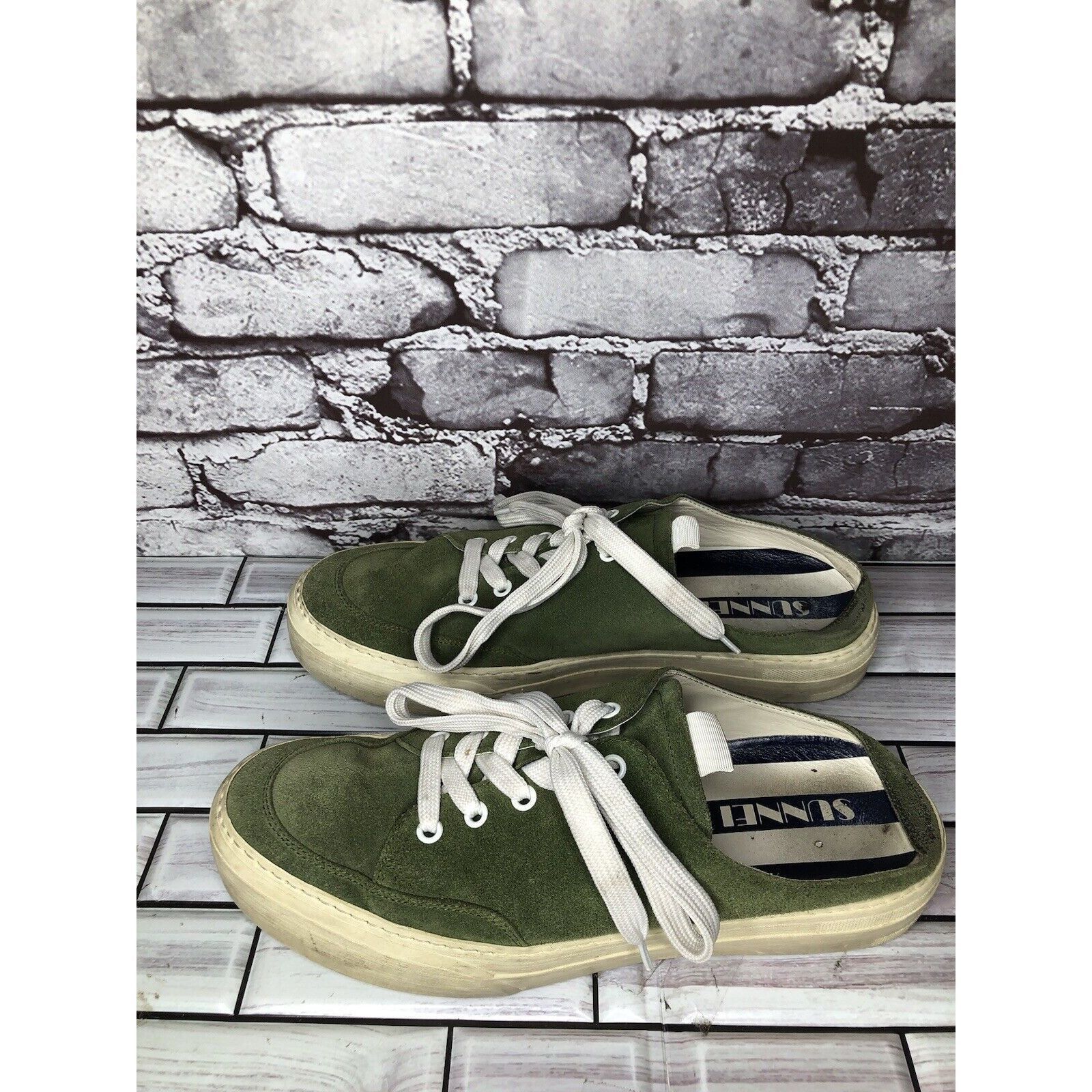 Sunnei Sunnei Green Suede Leather Slip On Lace Up Comfort Shoes Wom Size US 11 / IT 41 - 9 Thumbnail