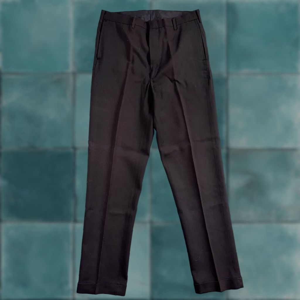 JCPenney VINTAGE 1960s Penneys Towncraft Twill Pants 32x33 Black Rockabilly Penn Prest Pants Size US 32 / EU 48 - 1 Thumbnail