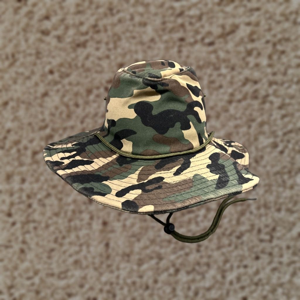 Vintage Green Camo Boonie Hat Adult Medium Cotton Lightweight Outdoor Camp Unisex Size ONE SIZE - 1 Thumbnail