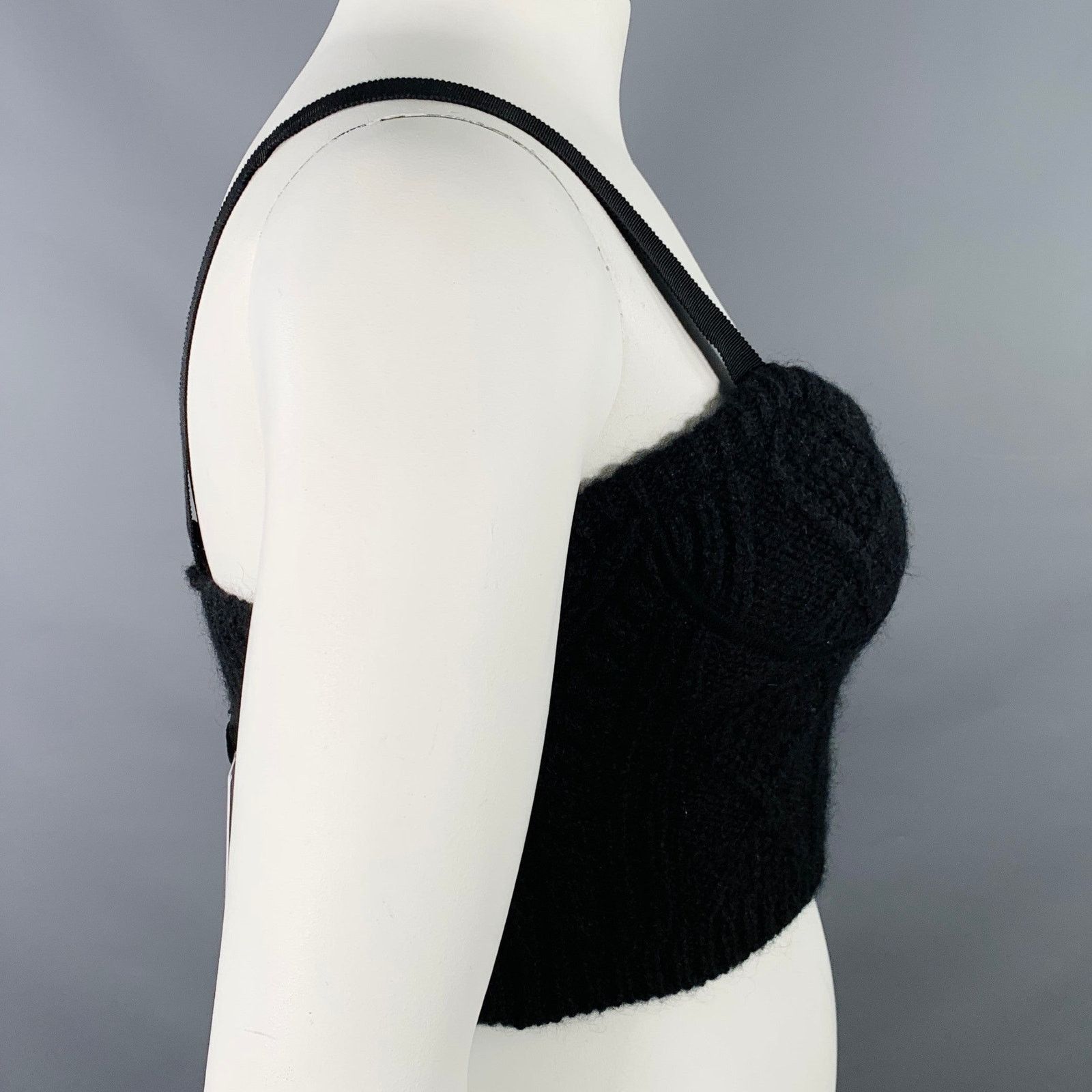 Valentino VALENTINO Size L Black Mohair Blend Knit Bustier Casual Top Size L / US 10 / IT 46 - 2 Thumbnail