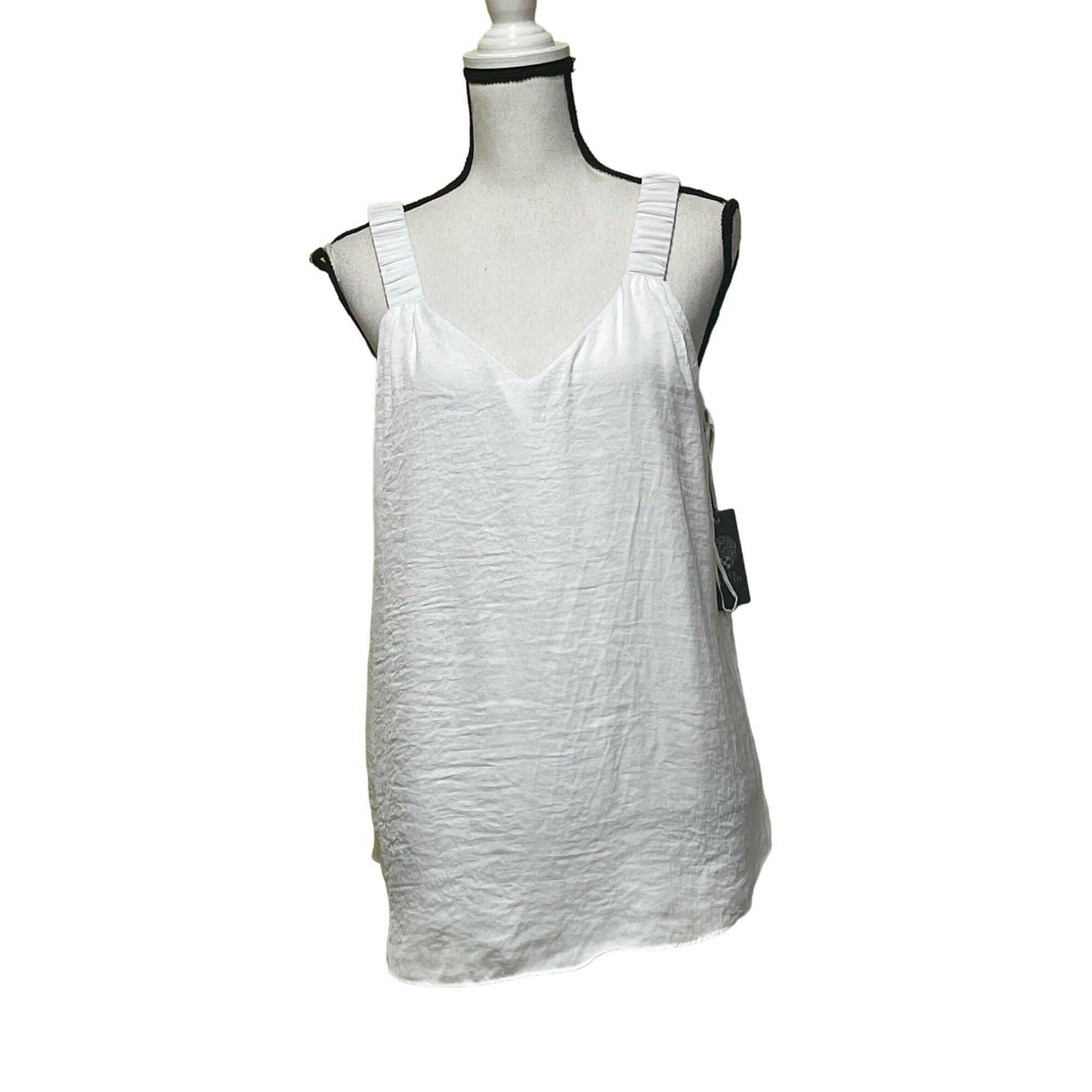 Vince Camuto Vince Camuto Ruffle Strap Rumple Tank Top, Ivory, Sz. M Size M / US 6-8 / IT 42-44 - 3 Thumbnail