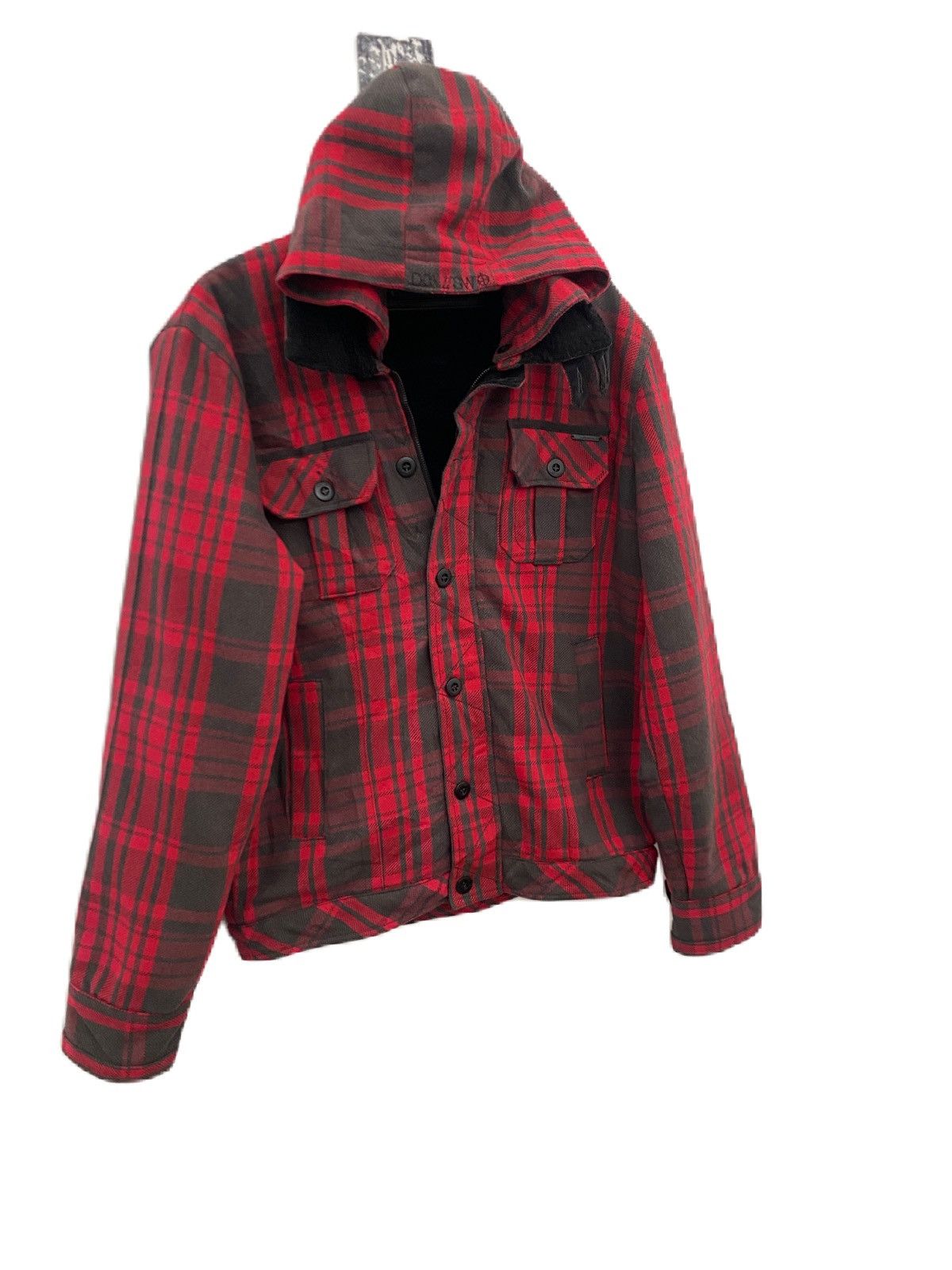 Japanese Brand × KMRii Plaid Jacket Sherpa Inside Deconstructed Jacket With Hoodies Size US XL / EU 56 / 4 - 2 Thumbnail