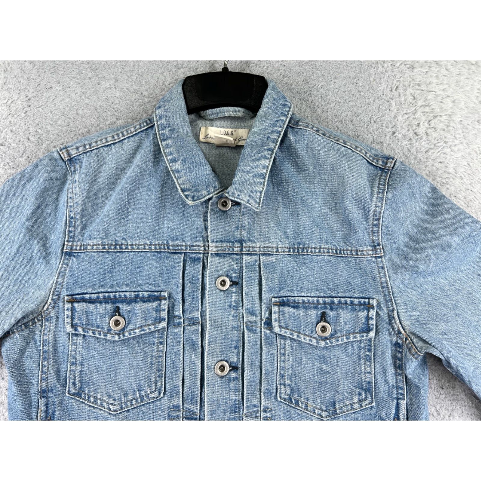 H&M VINTAGE H&M LOGG Jacket Womens M Denim Blue Button Up Cotton Casual 80s 90s Size M / US 6-8 / IT 42-44 - 4 Thumbnail