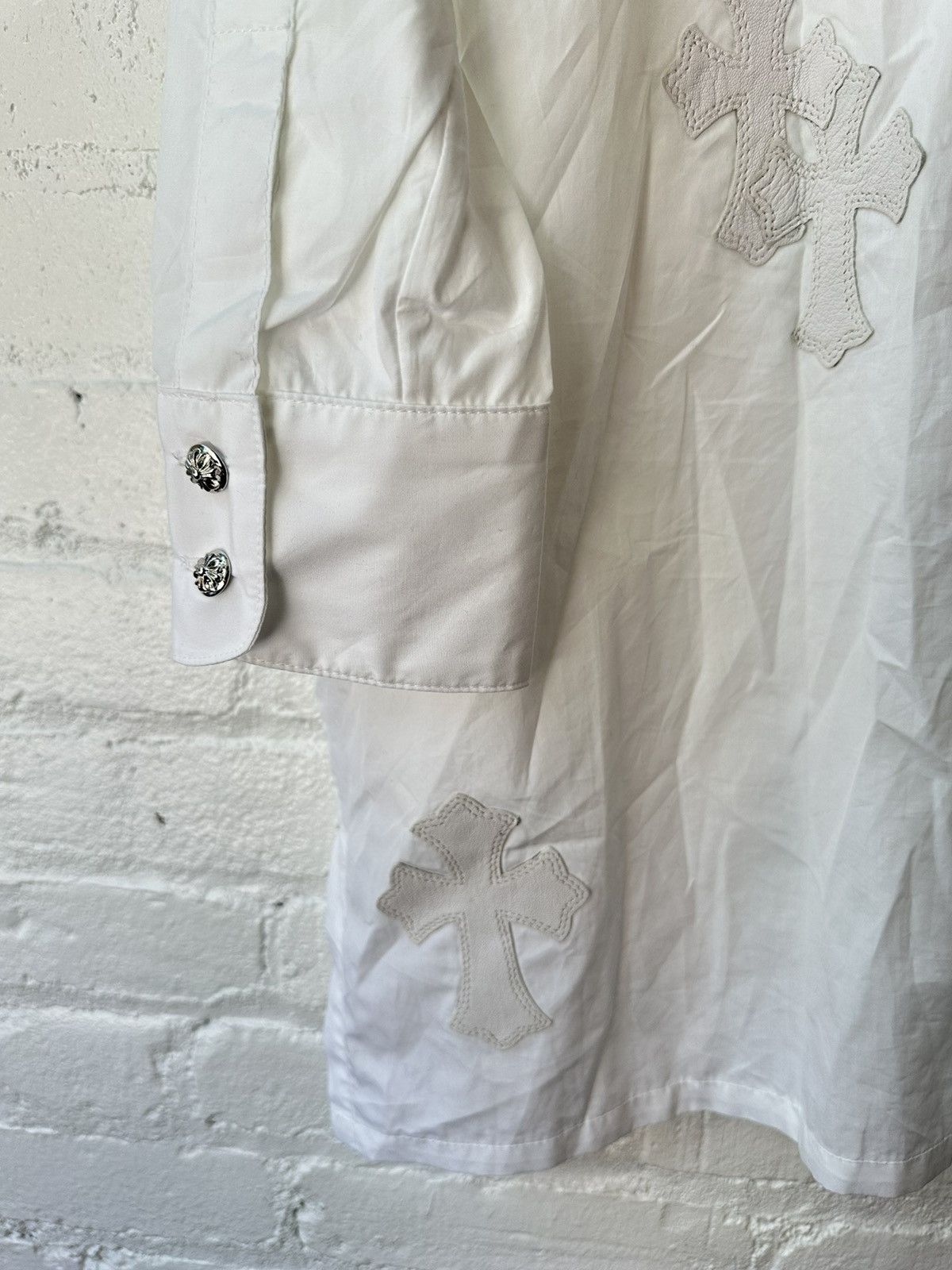 Chrome Hearts CHROME HEARTS LEATHER PATCHED DRESS SHIRT Size US XL / EU 56 / 4 - 4 Thumbnail
