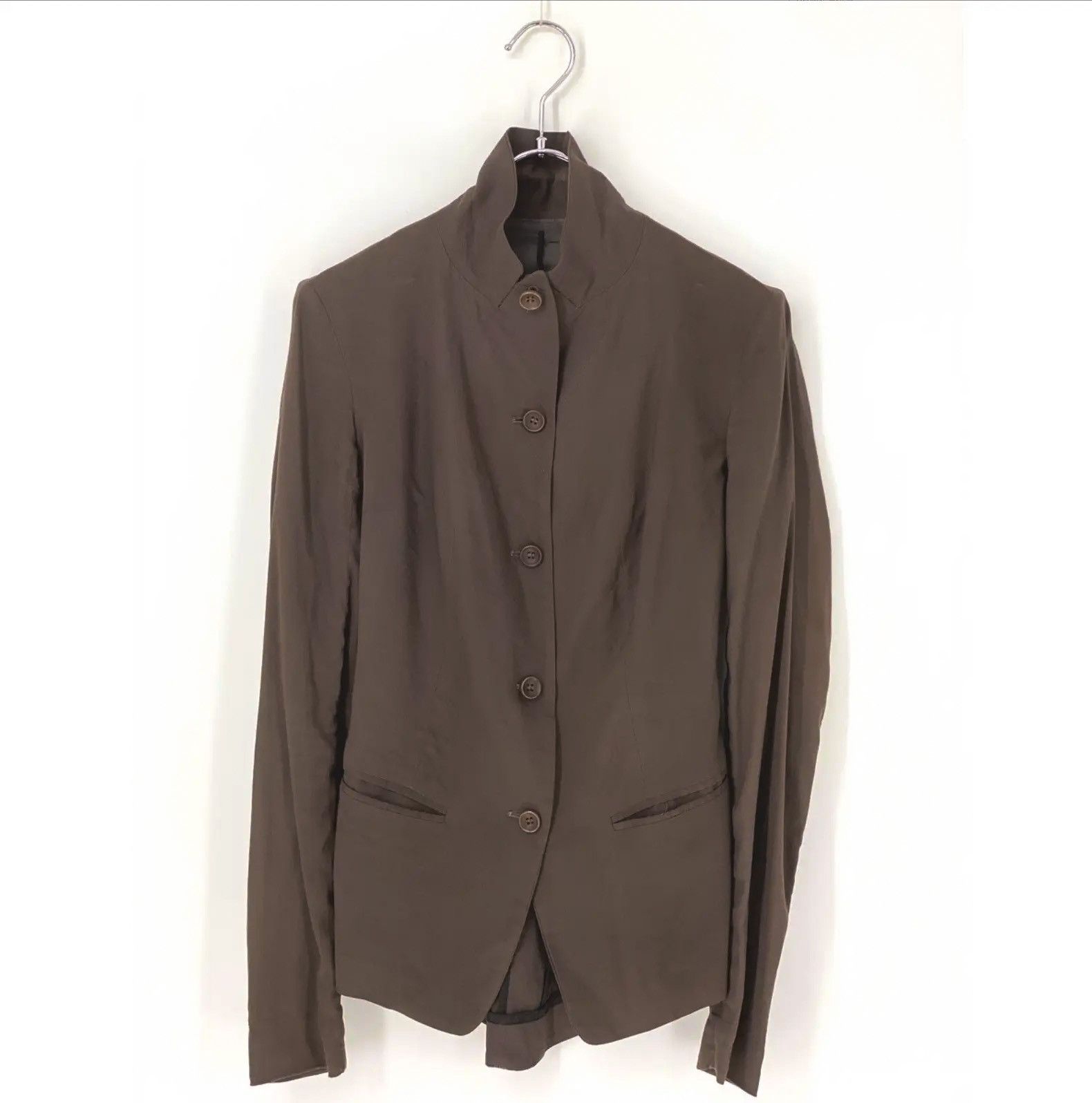 Masnada Brown Tailored Ramie Jacket Deconstructed Design Size S / US 4 / IT 40 - 3 Thumbnail