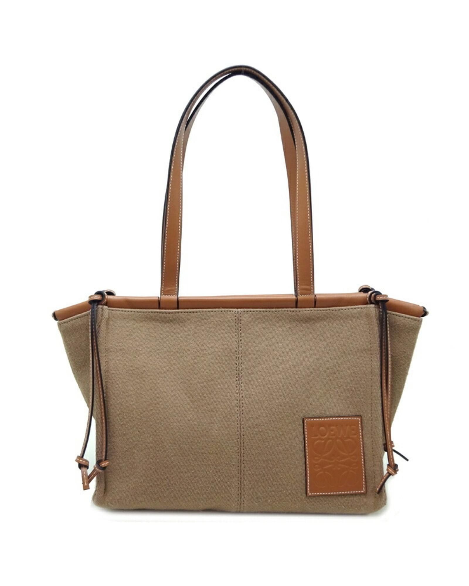 image of Loewe Brown Canvas Leather Shoulder Bag, Women's