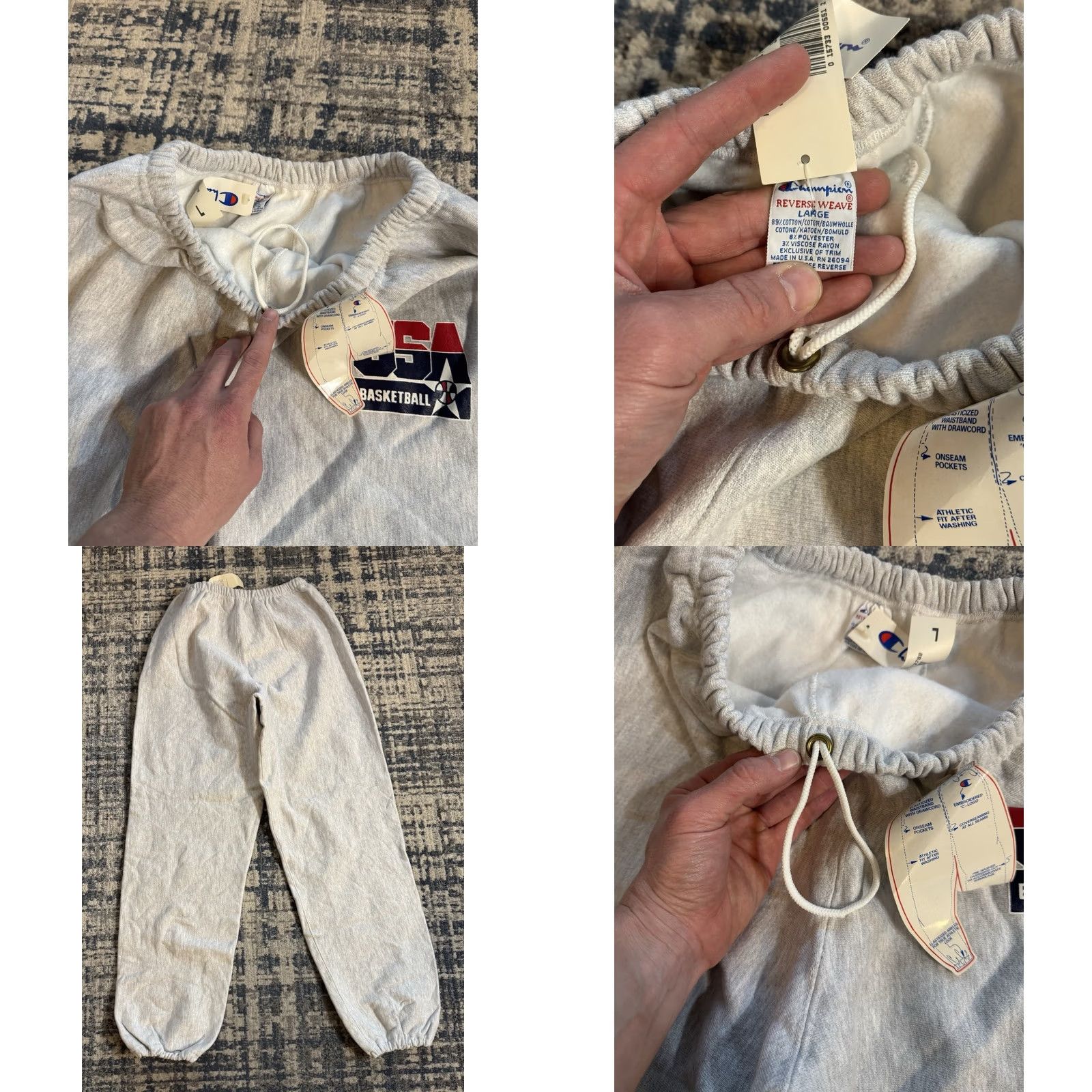 Champion VINTAGE Champion Reverse Weave Sweatpants Sz L USA Basketball 1989 DEADSTOCK NWT Size US 33 - 8 Thumbnail