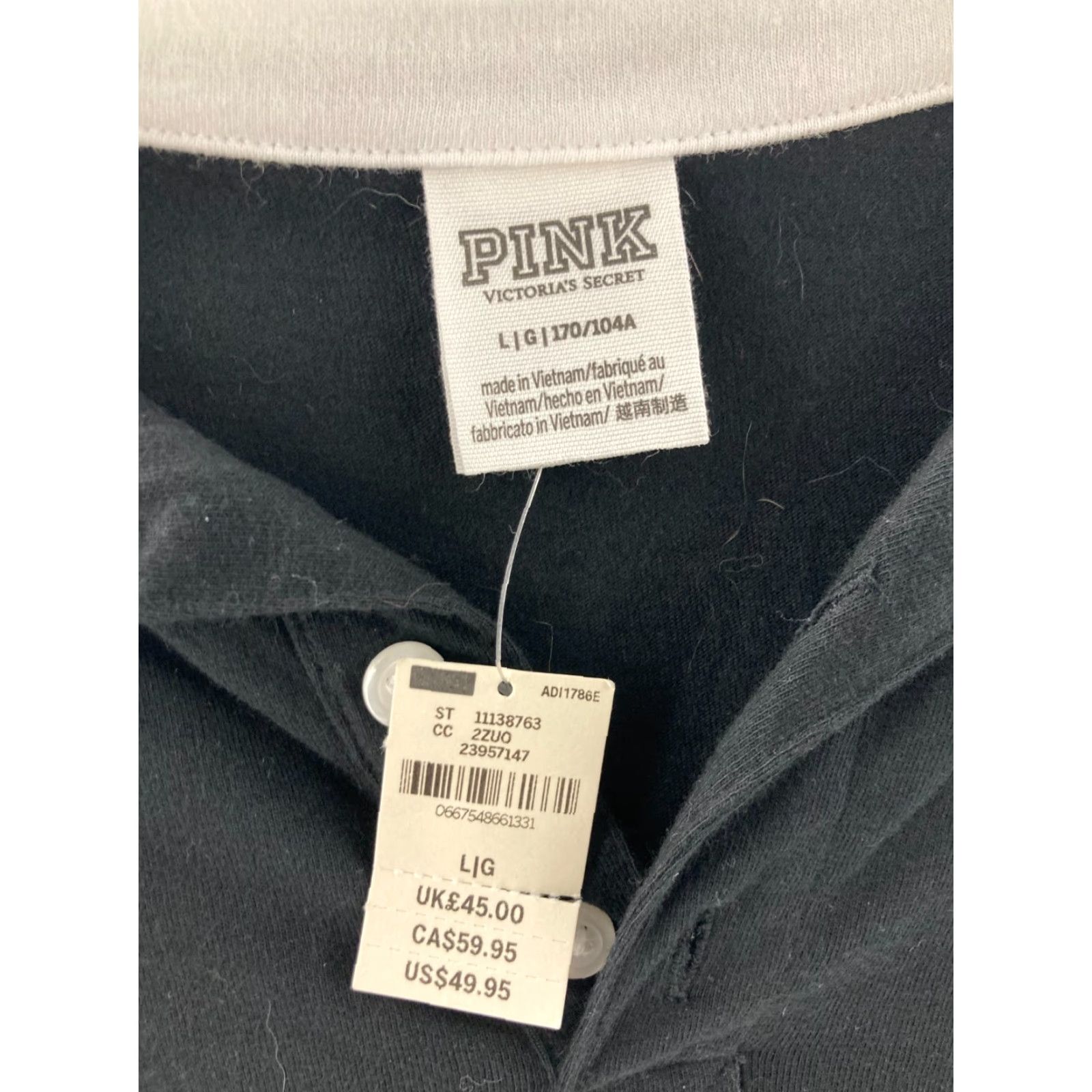 Victoria's Secret VICTORIA'S SECRET PINK Polo Shirt Women's Large NWT Colorblock Rugby Style White Pink Multi-Stripe Adult Large Pink Womens Polo Shirt Size L / US 10 / IT 46 - 6 Thumbnail