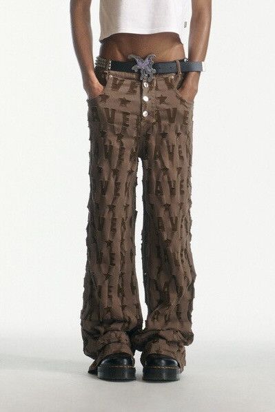 heaven】Shredded Star Jeans
