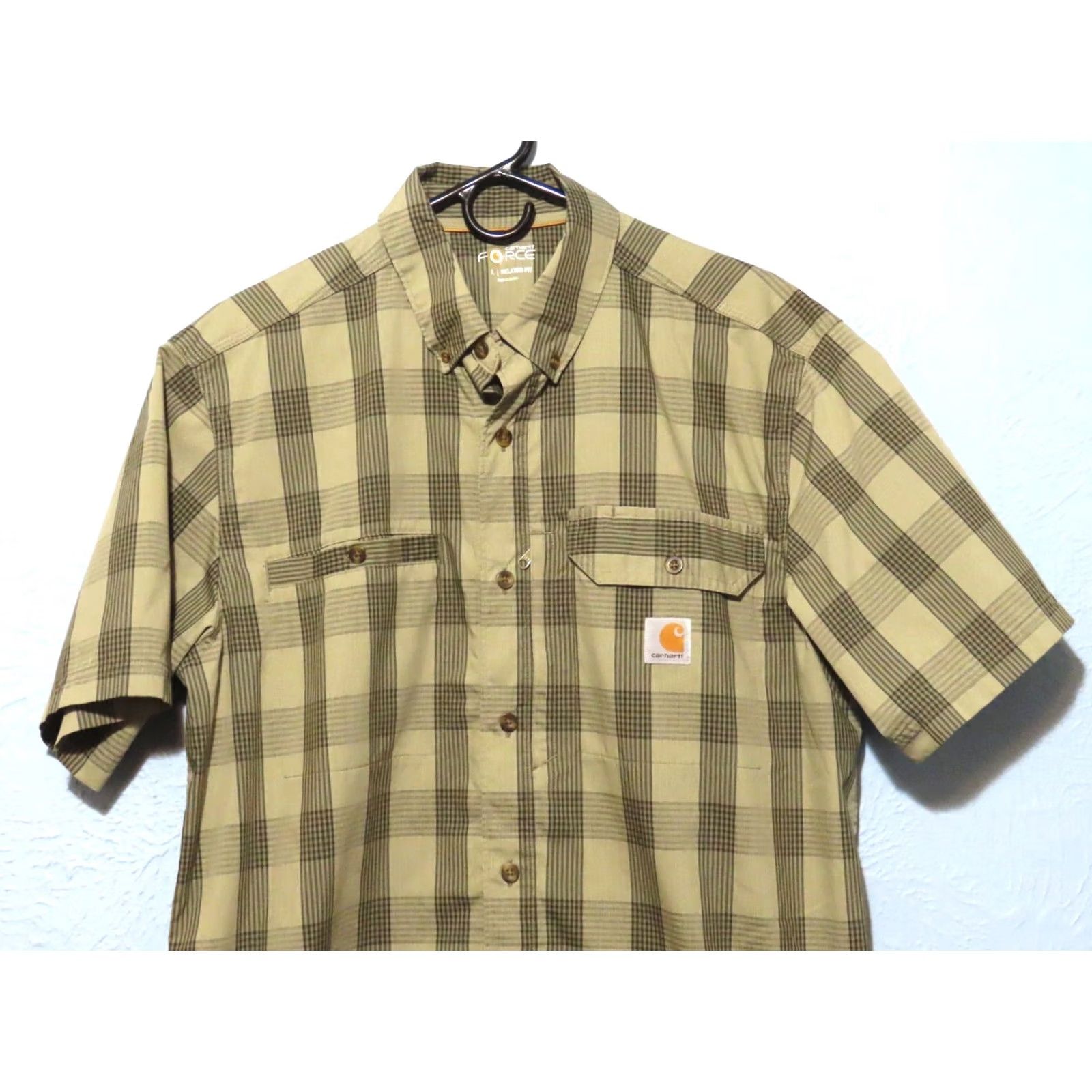Carhartt Carhartt Shirt Men L Tan Plaid Button Short Sleeve Relaxed Fit Work Vented Pocket Stain Fighting Sweat Wicking Western Casual Size US L / EU 52-54 / 3 - 4 Thumbnail