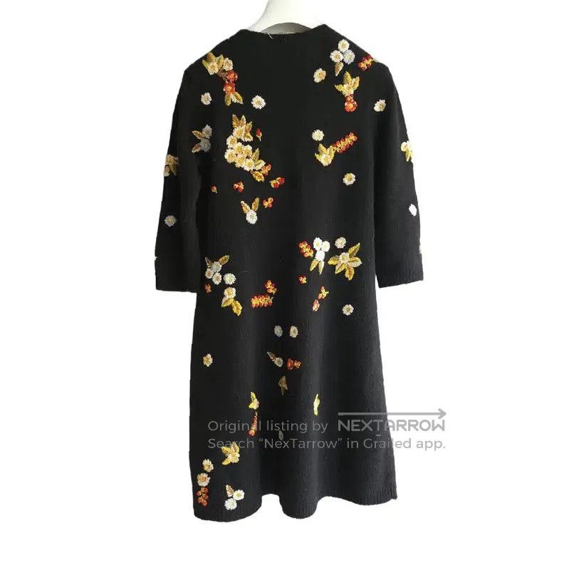 Dior Dior Black Wool Spring Dress with Floral Design . Size M / US 6-8 / IT 42-44 - 9 Thumbnail