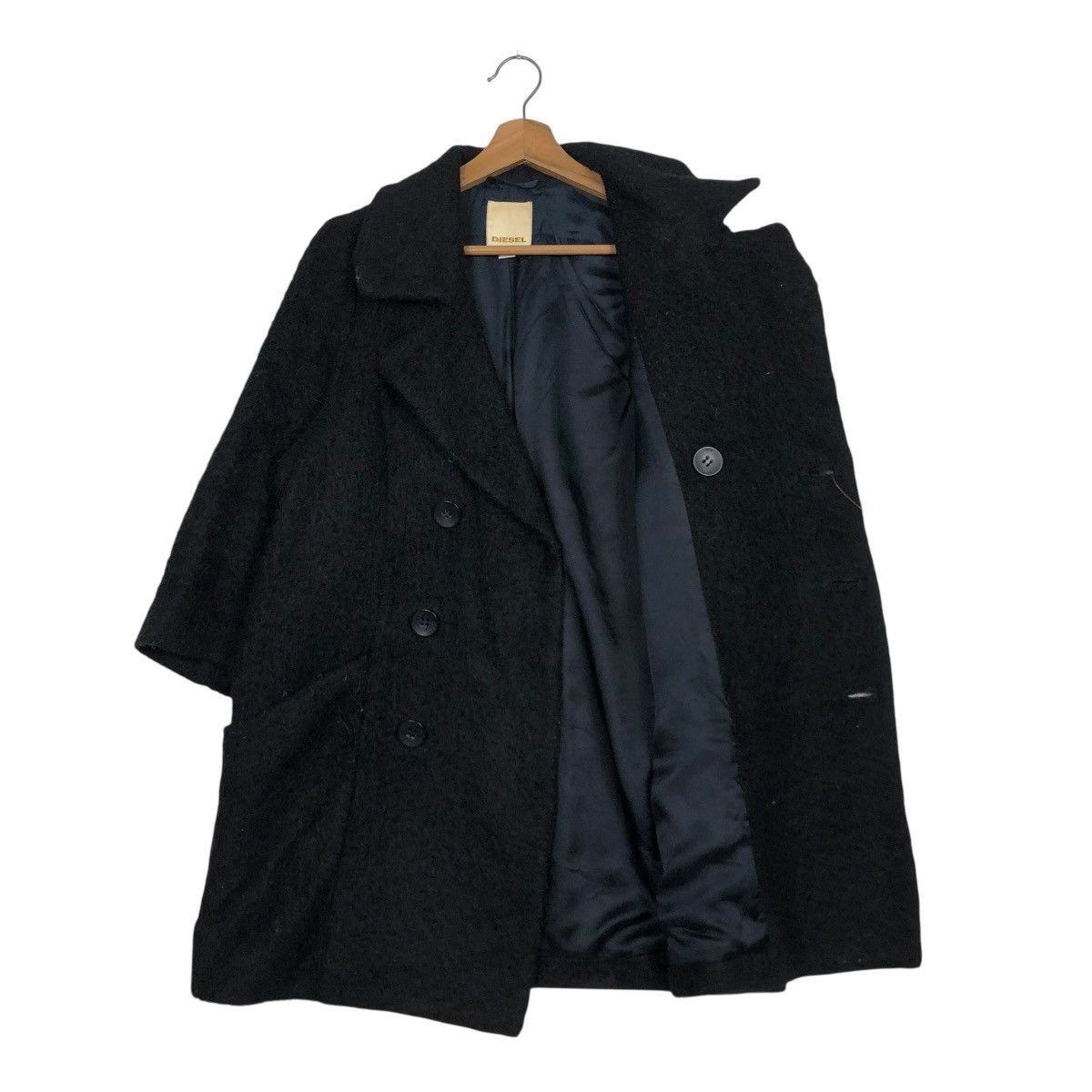 Diesel 🔥RICH BLACK MOHAIR LONG JACKET DOUBLE BREAST DIESEL Size US XXS / EU 40 - 14 Thumbnail