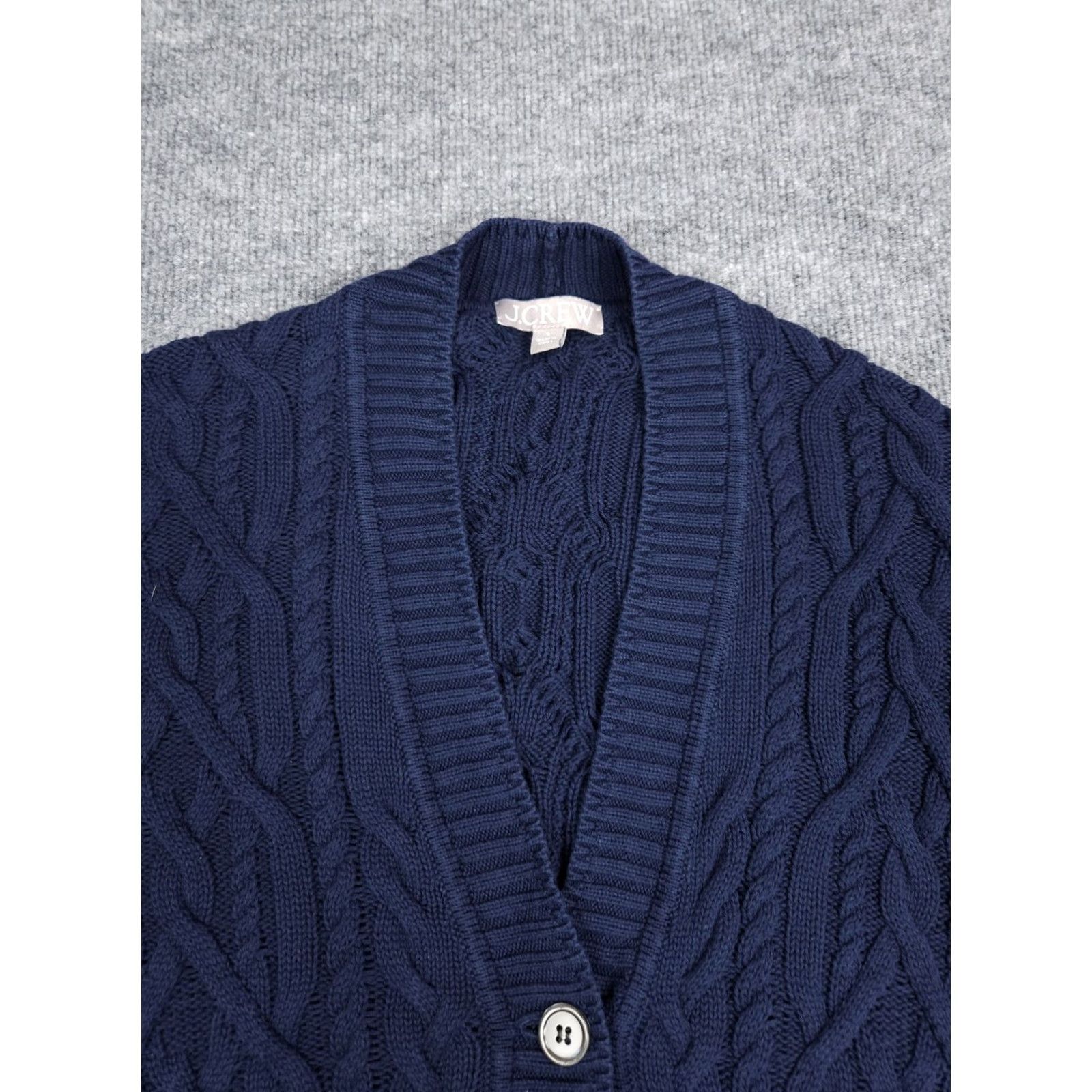 J.Crew J.CREW Cable Knit Cardigan Women's Small Blue Fisherman Knit Button Pockets Size S / US 4 / IT 40 - 2 Thumbnail