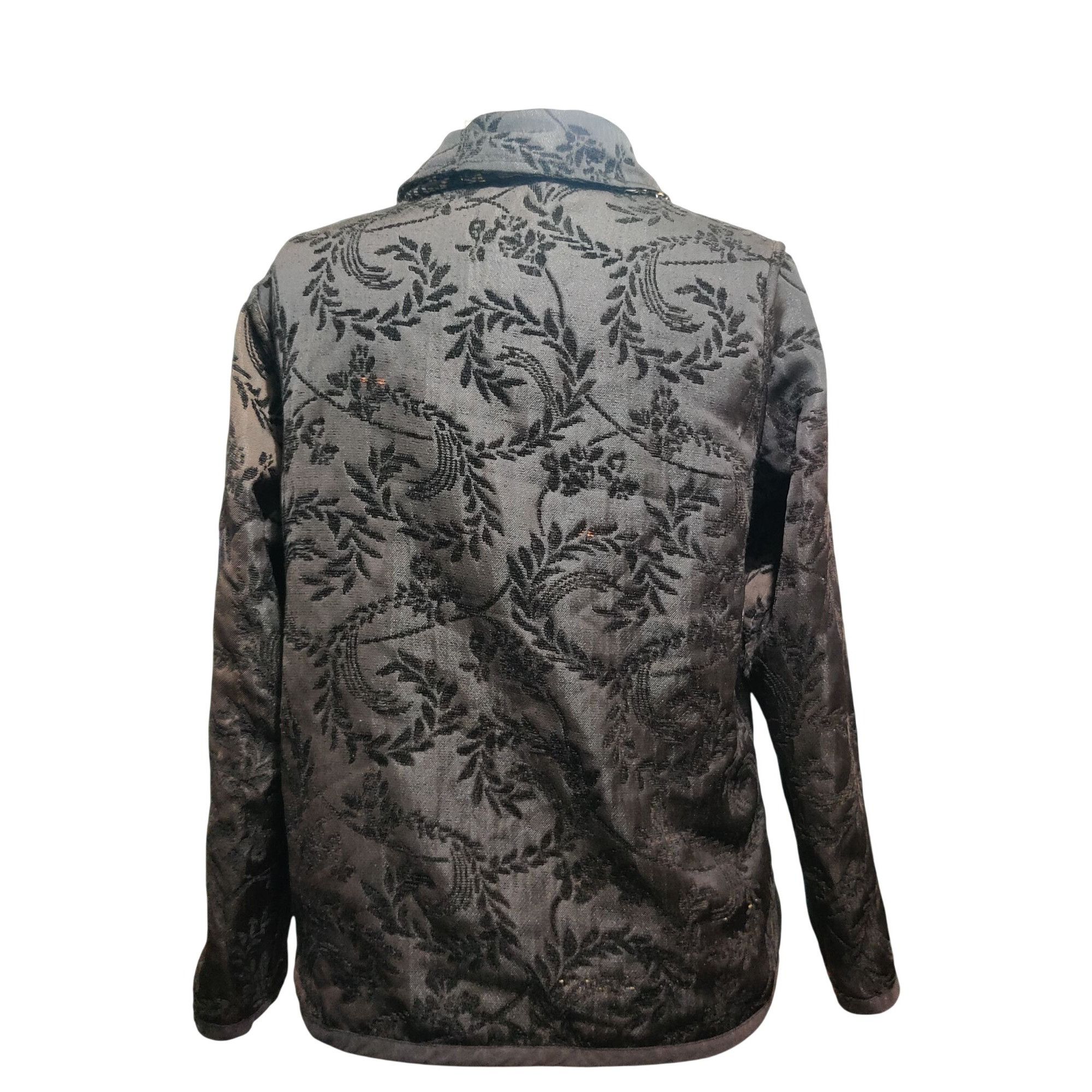 Vintage Womens L Jacket Reversible Jacquard Brocade Black Gold Blue Size L / US 10 / IT 46 - 9 Thumbnail