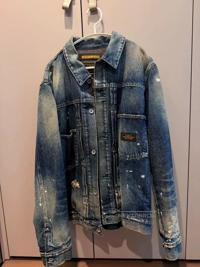 Neighborhood Splashed Destroyed Denim Jacket