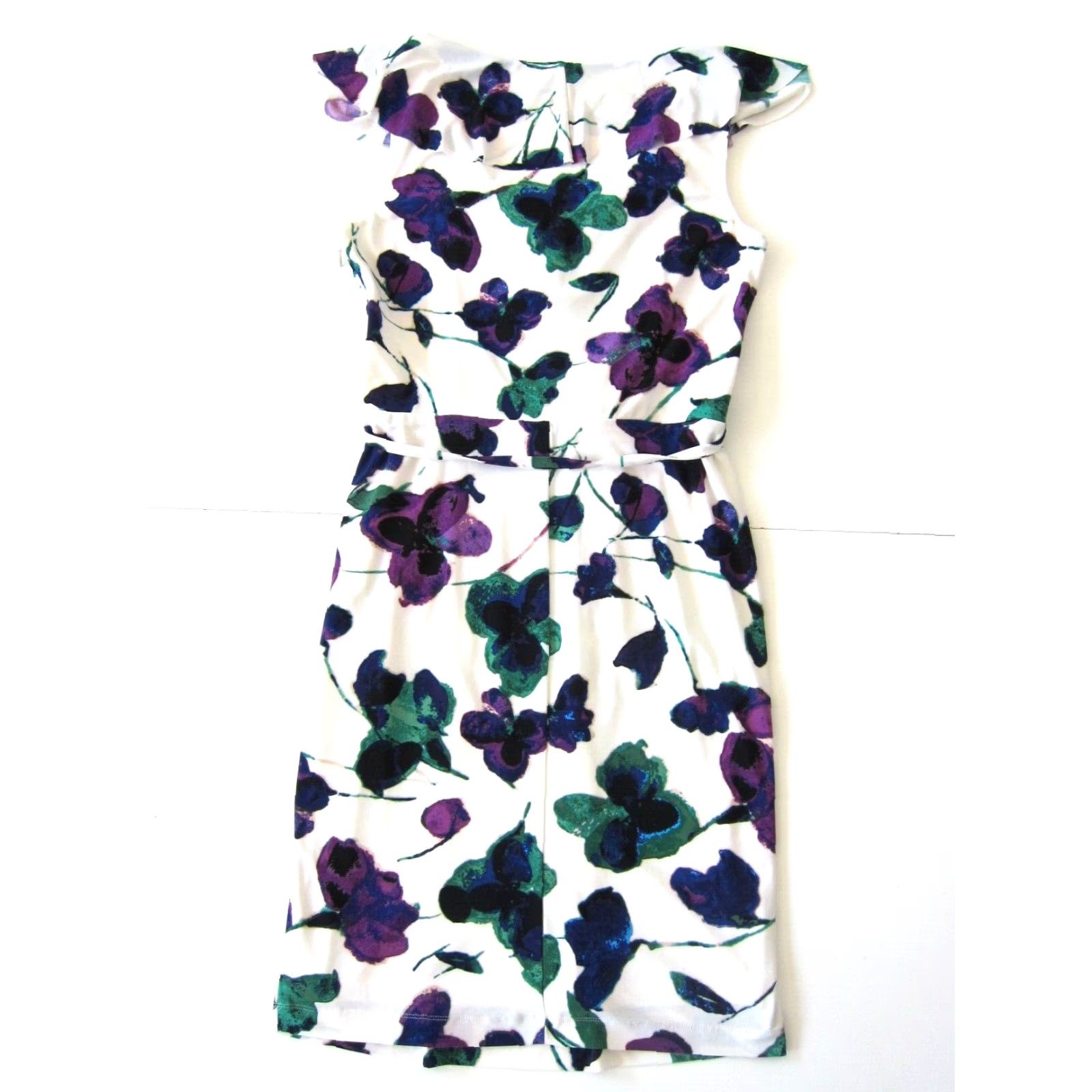 Jones New York Jones New York Stretch White Floral Cap Sleeve Sheath Dress Size 8 (White, Floral) Womens Cap Sleeve Sheath Dress Jones New York 8 Size M / US 6-8 / IT 42-44 - 2 Thumbnail