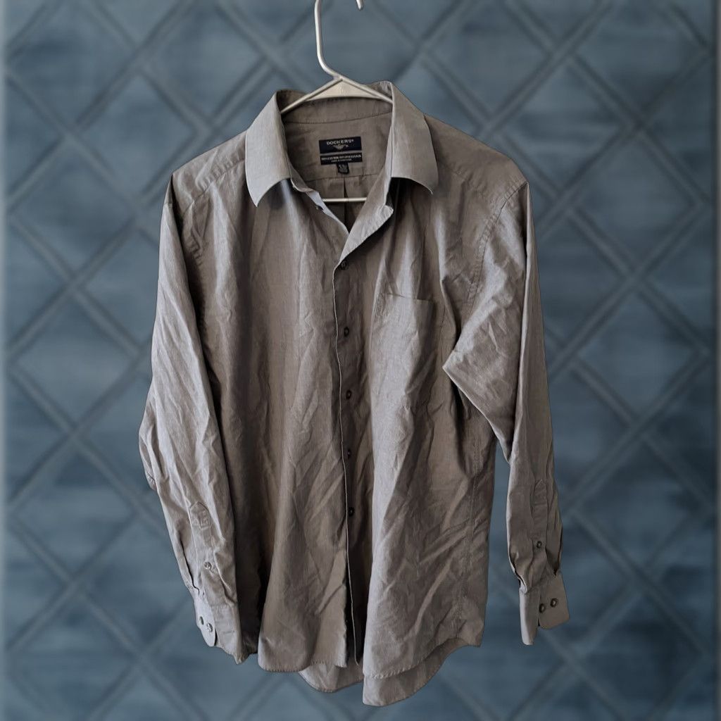 Dockers DOCKERS Button-Up Shirt Men Gray Size M Cotton Blend Long Sleeve Collared Button-Front Size US M / EU 48-50 / 2 - 1 Thumbnail