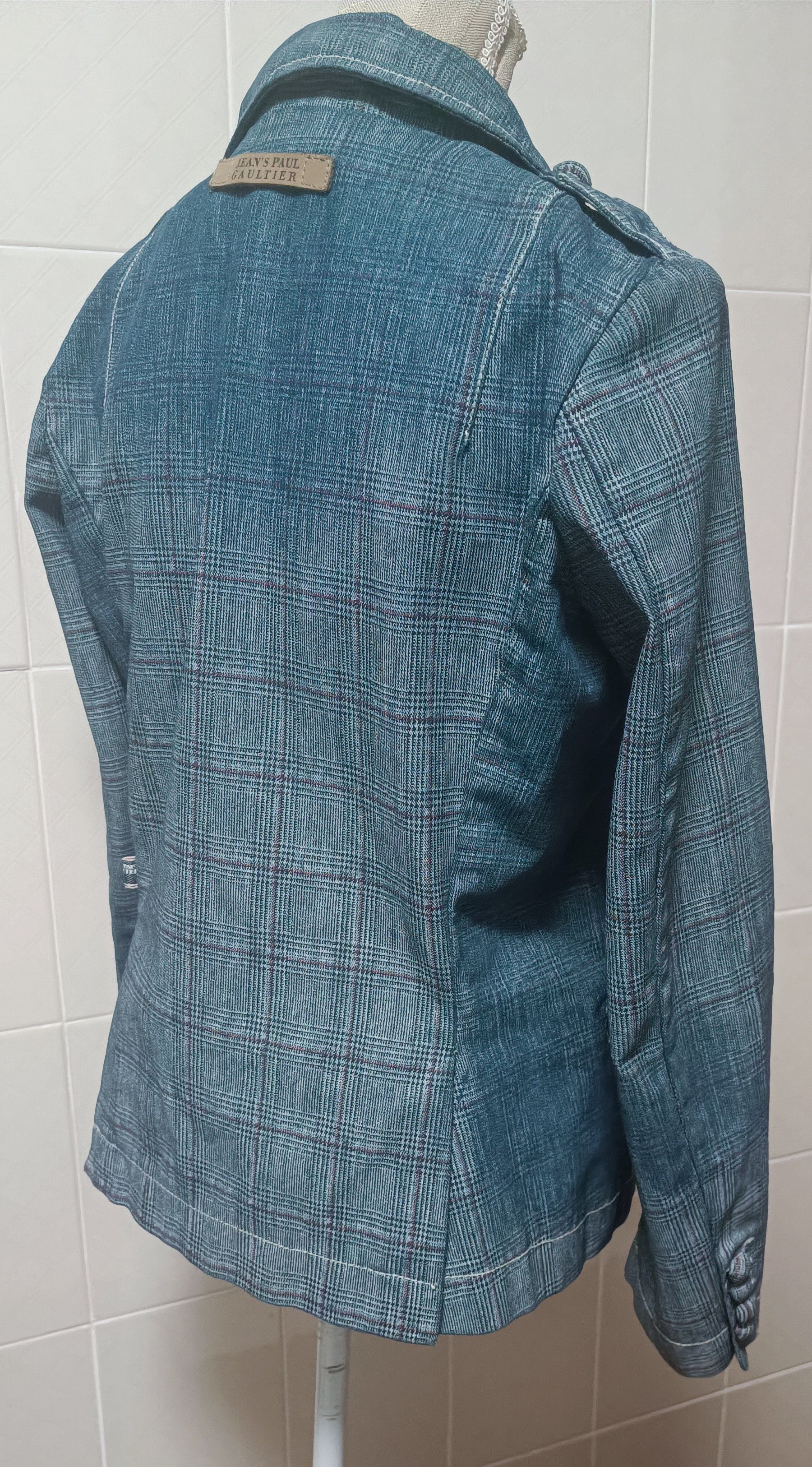Jean Paul Gaultier Blue denim jacket with tartan print Size L / US 10 / IT 46 - 13 Thumbnail