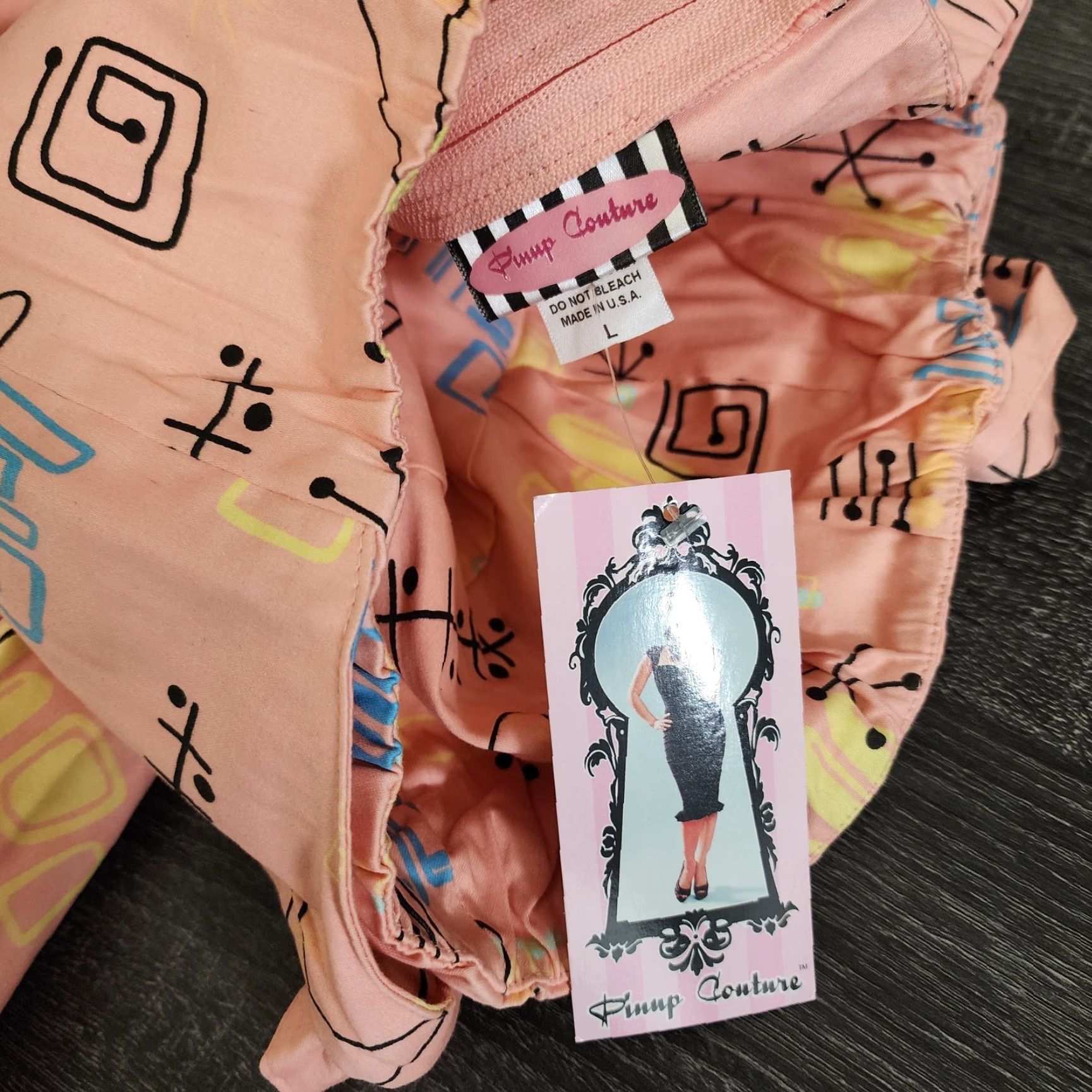 Atomic VINTAGE Pinup Couture Atomic Dress Flare Pink 50s Halter Rockabilly Knee Length L Women Size L / US 10 / IT 46 - 7 Thumbnail