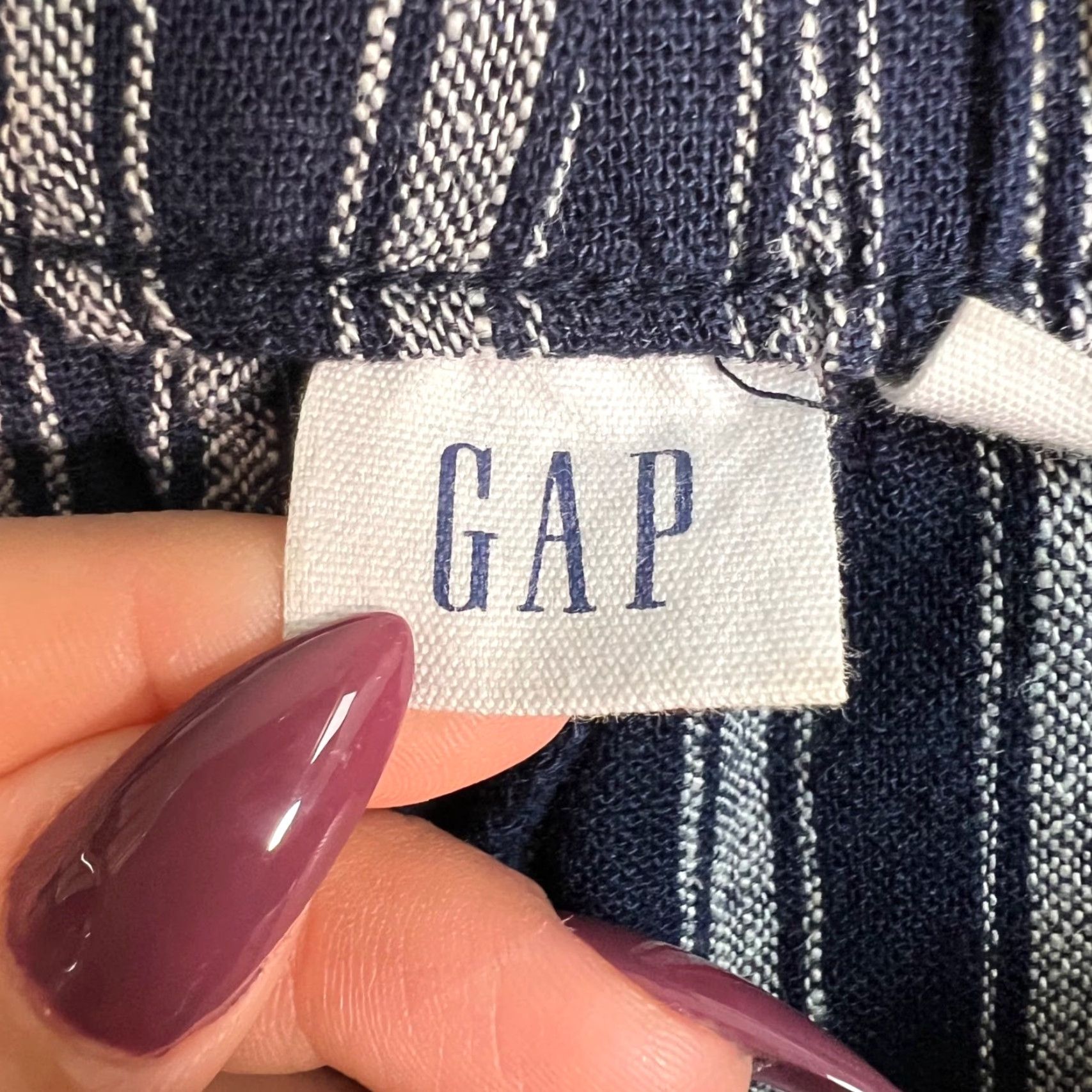 Gap Gap Pants Womens 4 Regular Striped Wide-Leg Blue & White Cotton Blend Casual Business - Adult Womens 4 Size 27" / US 4 / IT 40 - 3 Thumbnail