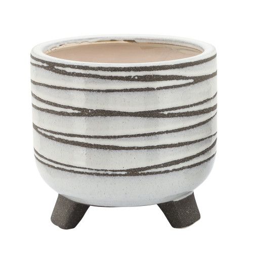 Designer × Homemade S/2 CERAMIC 6/8" FOOTED PLANTER, WHITE Size US L / EU 52-54 / 3 - 4 Thumbnail