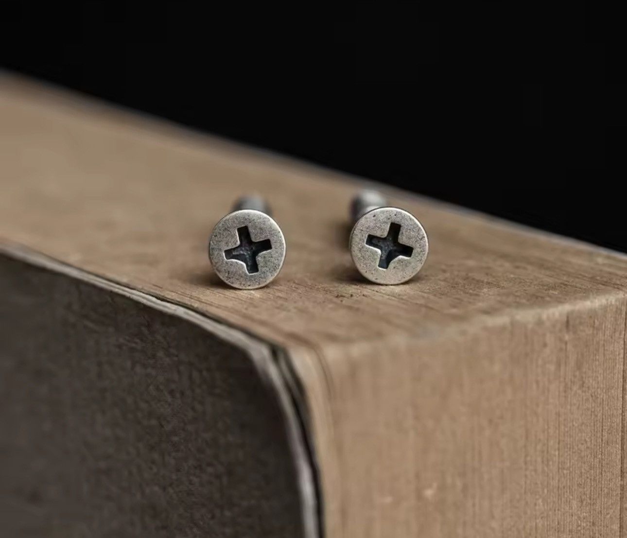 Sterling Silver 925 Sterling Silver Punk Hiphop Style Screw Stud Earrings Size ONE SIZE - 2 Thumbnail