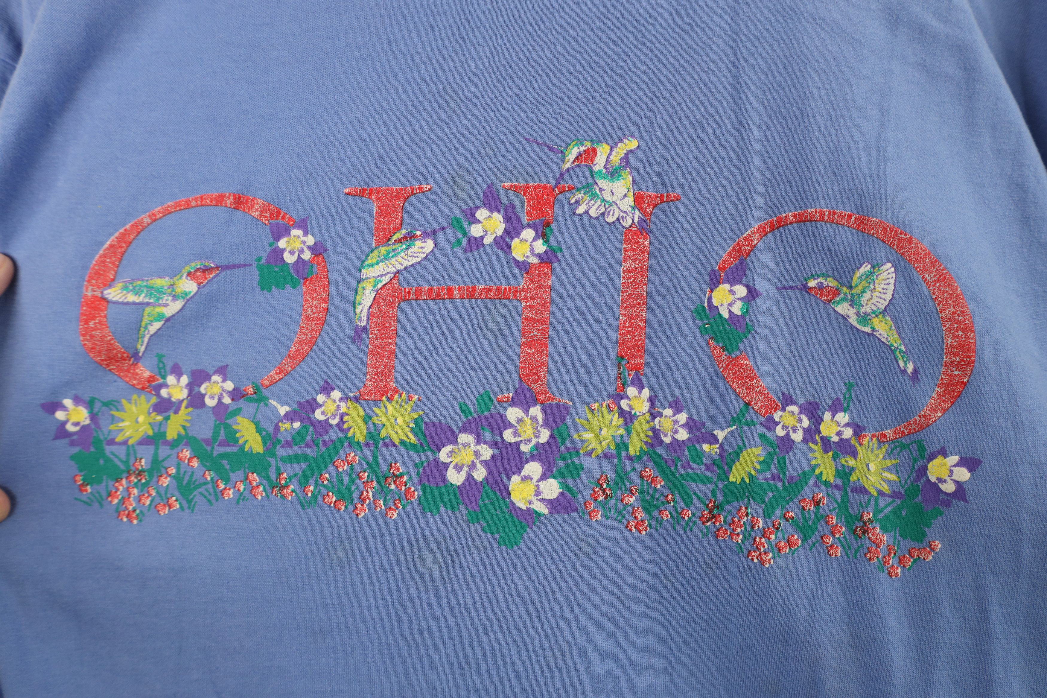 Vintage Vintage 90s Streetwear Ohio Nature Flower Bird T-Shirt USA Size XL / US 12-14 / IT 48-50 - 4 Thumbnail