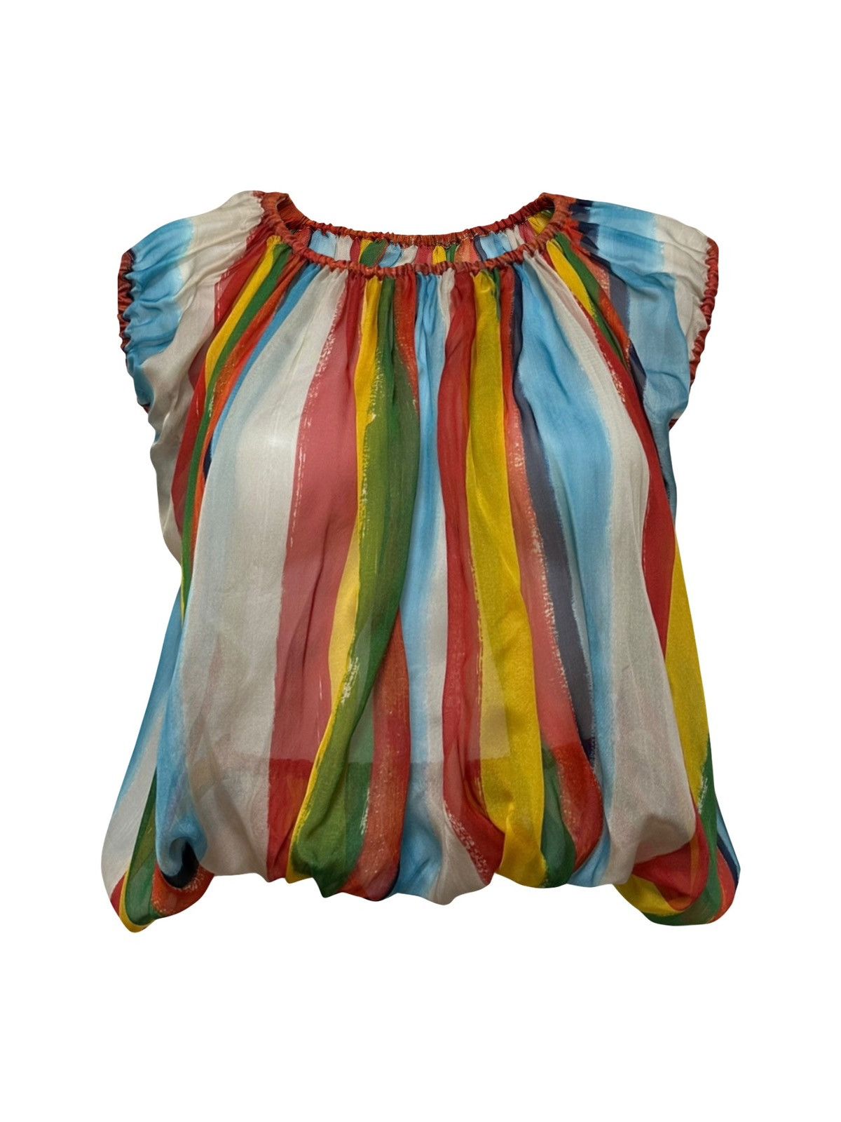 Dolce & Gabbana DOLCE&GABBANA Spring Summer 2002 Striped Sheer Silk Top Size S / US 4 / IT 40 - 1 Thumbnail
