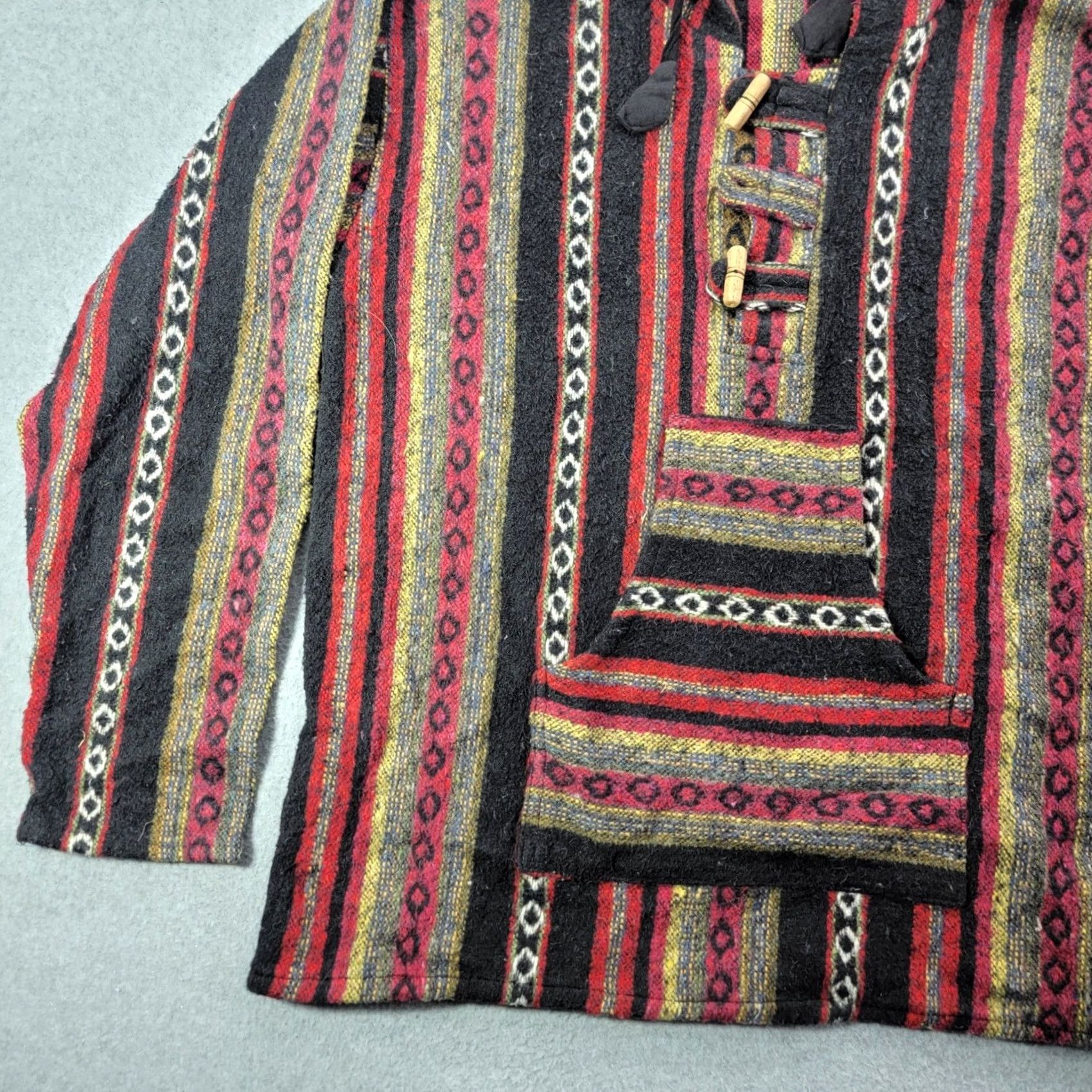 Vintage VINTAGE Mens Baja Hoodie Pullover 100% Cotton Made in Nepal Striped Toggle Button Large Size US L / EU 52-54 / 3 - 6 Thumbnail