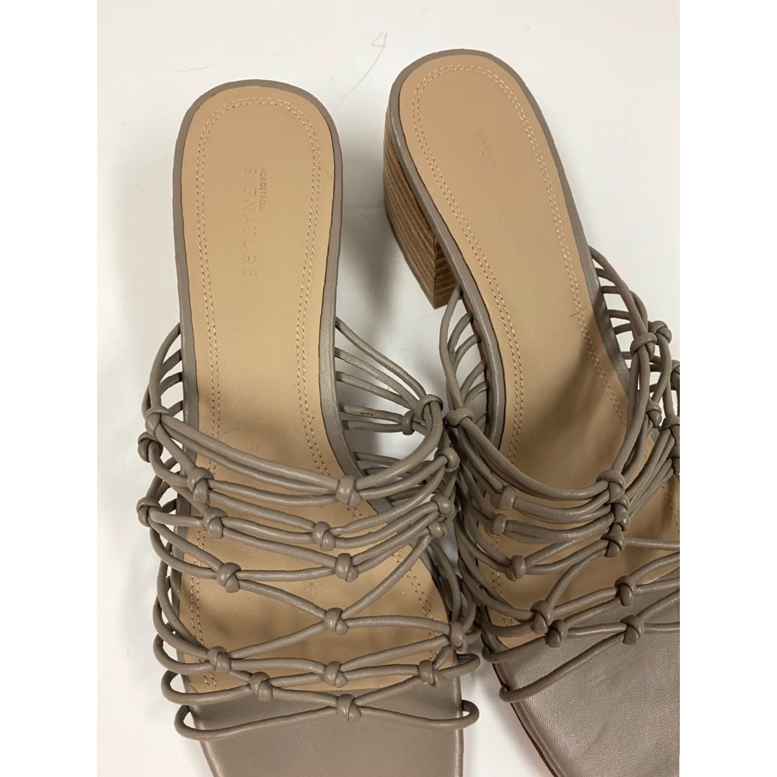 Nordstrom Nordstrom Signature Heels Womens 9.5 Gray Slip On Block Mule Open Toe Leather Comfort 20s Womens Heel Size US 8 / IT 38 - 3 Thumbnail