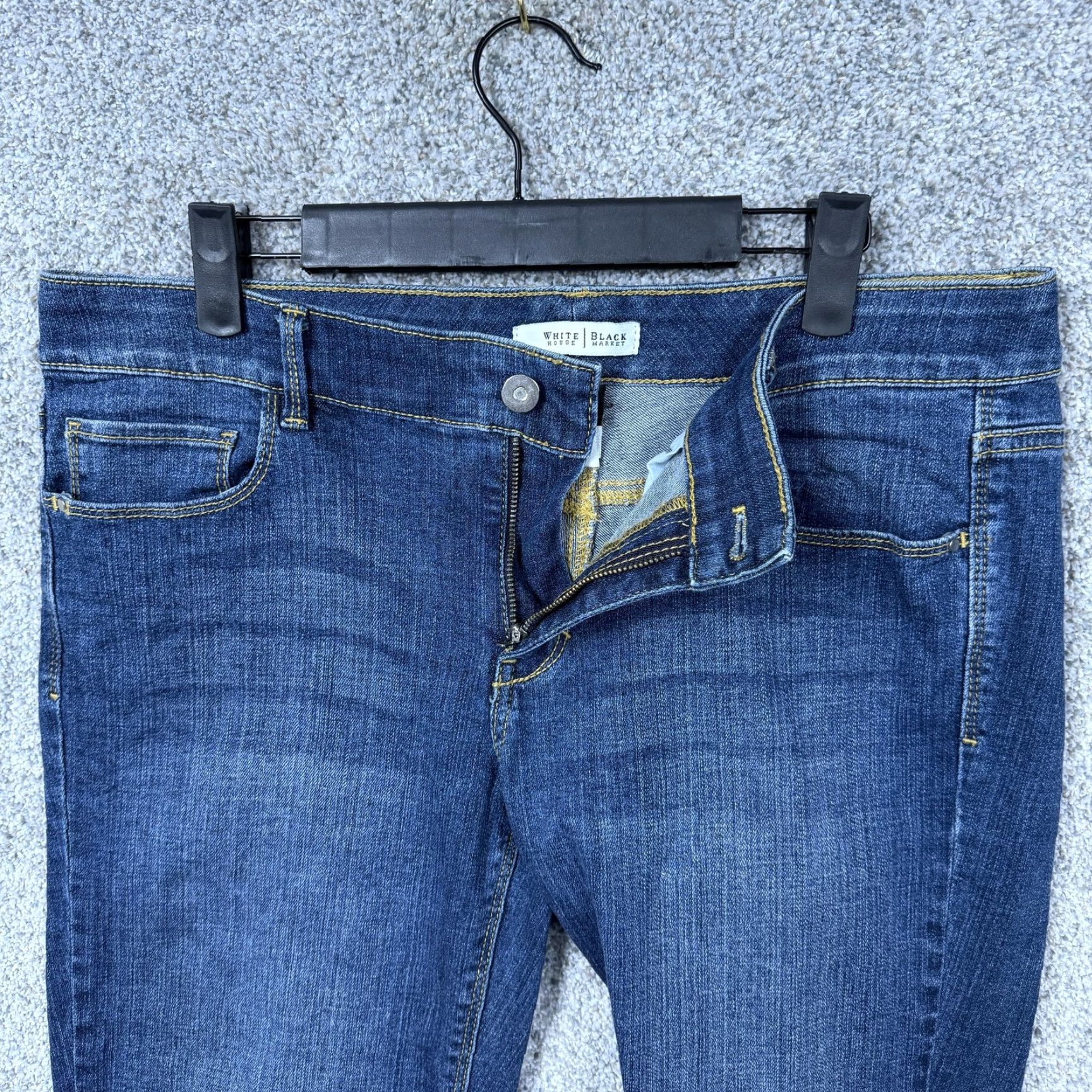 White House Black Market White House Black Market Jeans Womens 10 Slim Crop Mid Rise Denim Blue 34 Inseam 25.5 Inseam 25.5 Cropped Pockets Stretch Studded Button 5-Pocket Size 32" / US 10 / IT 46 - 6 Thumbnail