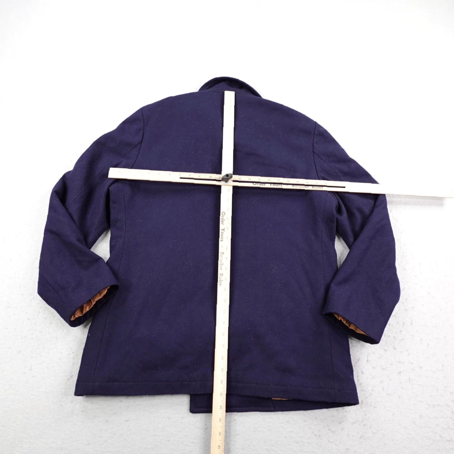 J.Crew J Crew Jacket Men Large Navy Blue Wool Blend Peacoat Quilt Lined Double Breasted Size US L / EU 52-54 / 3 - 7 Thumbnail