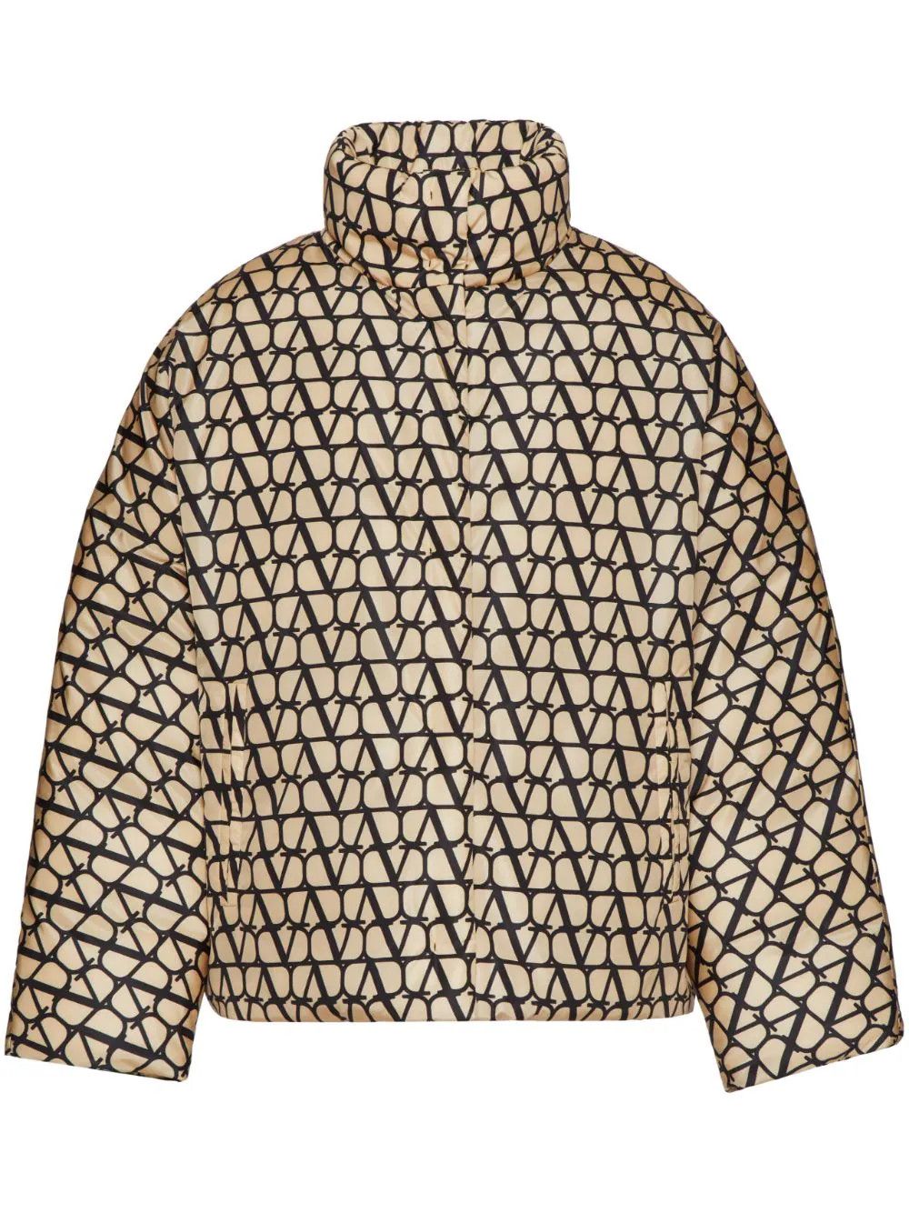 Valentino o1s22i1n0924 Oversized Puffer Jacket in Black & Beige Size S / US 4 / IT 40 - 1 Thumbnail