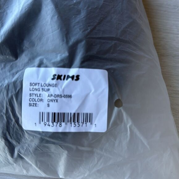 Skims SOFT LOUNGE slip dress black size S NWT in packaging