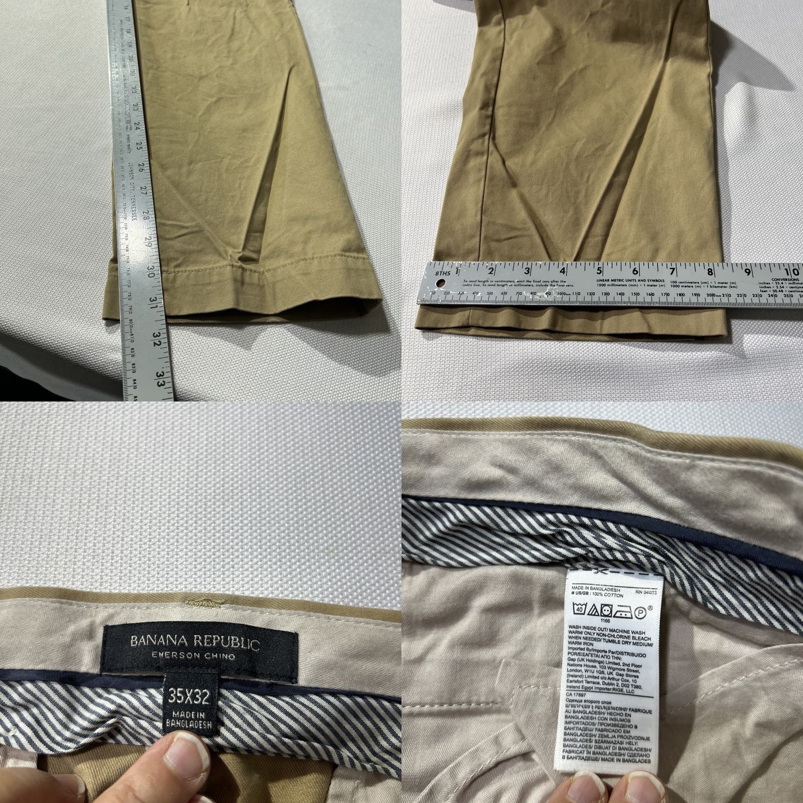 Banana Republic Banana Republic Emerson Straight Chino Pants Mens 35x32 Sandscape Khaki Beige Straight Mens Regular Pants Size US 35 - 8 Thumbnail